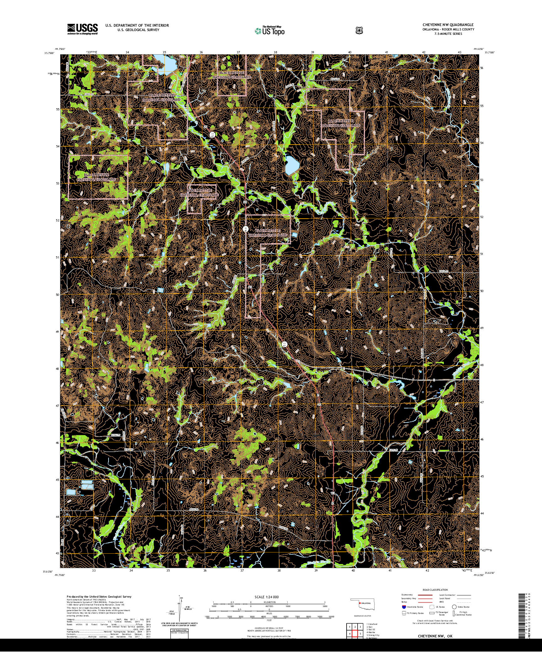 US TOPO 7.5-MINUTE MAP FOR CHEYENNE NW, OK