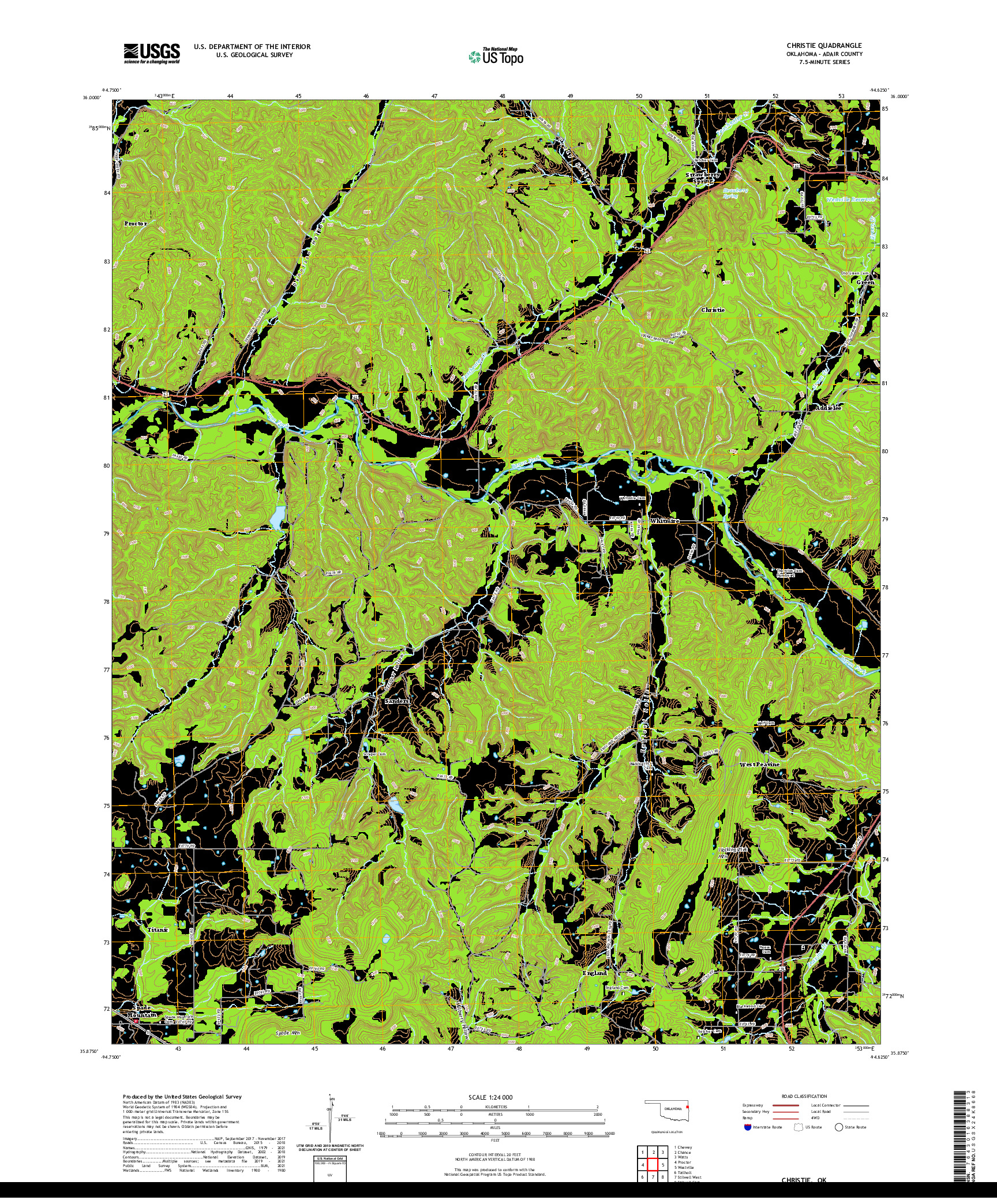 US TOPO 7.5-MINUTE MAP FOR CHRISTIE, OK