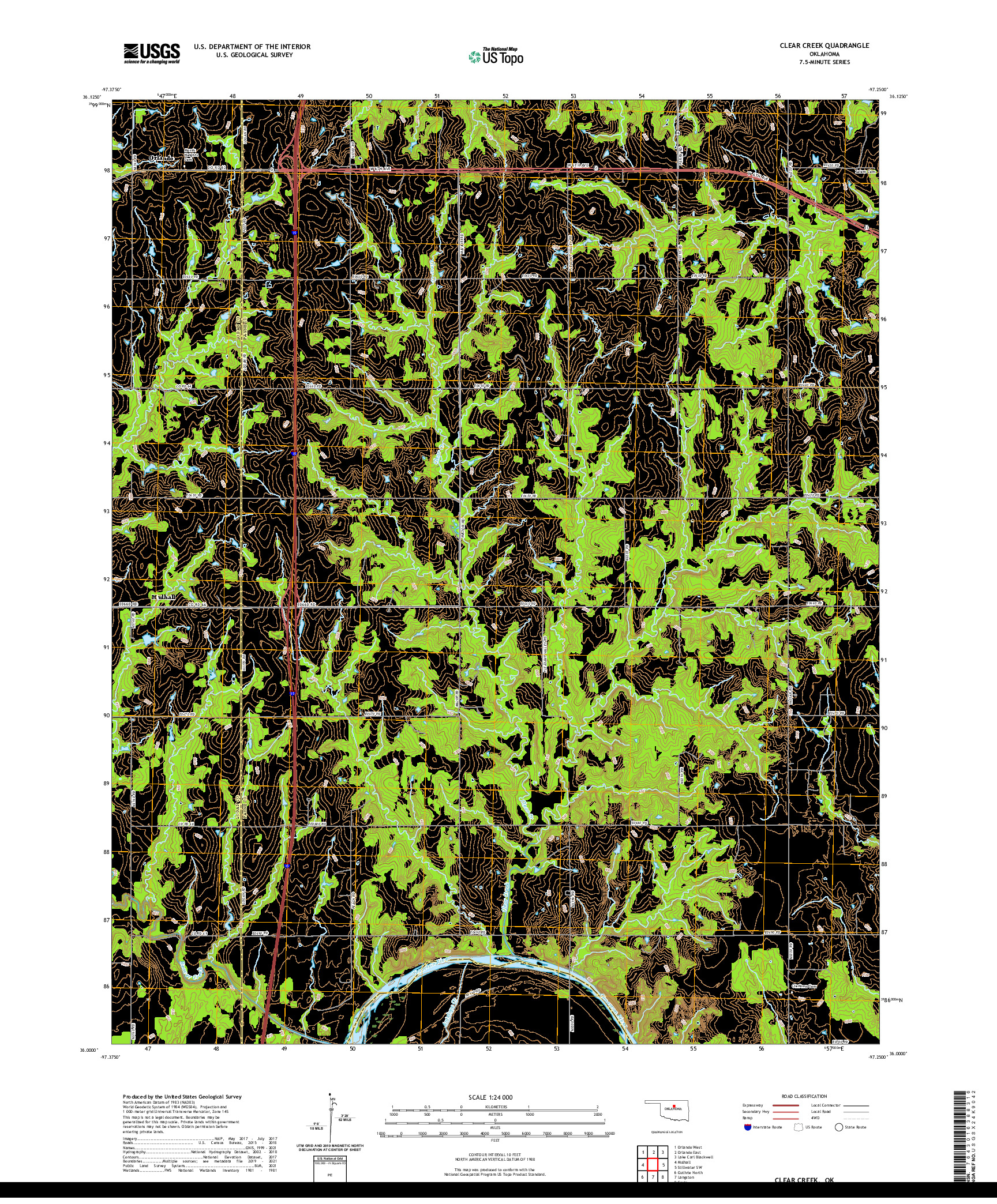 US TOPO 7.5-MINUTE MAP FOR CLEAR CREEK, OK