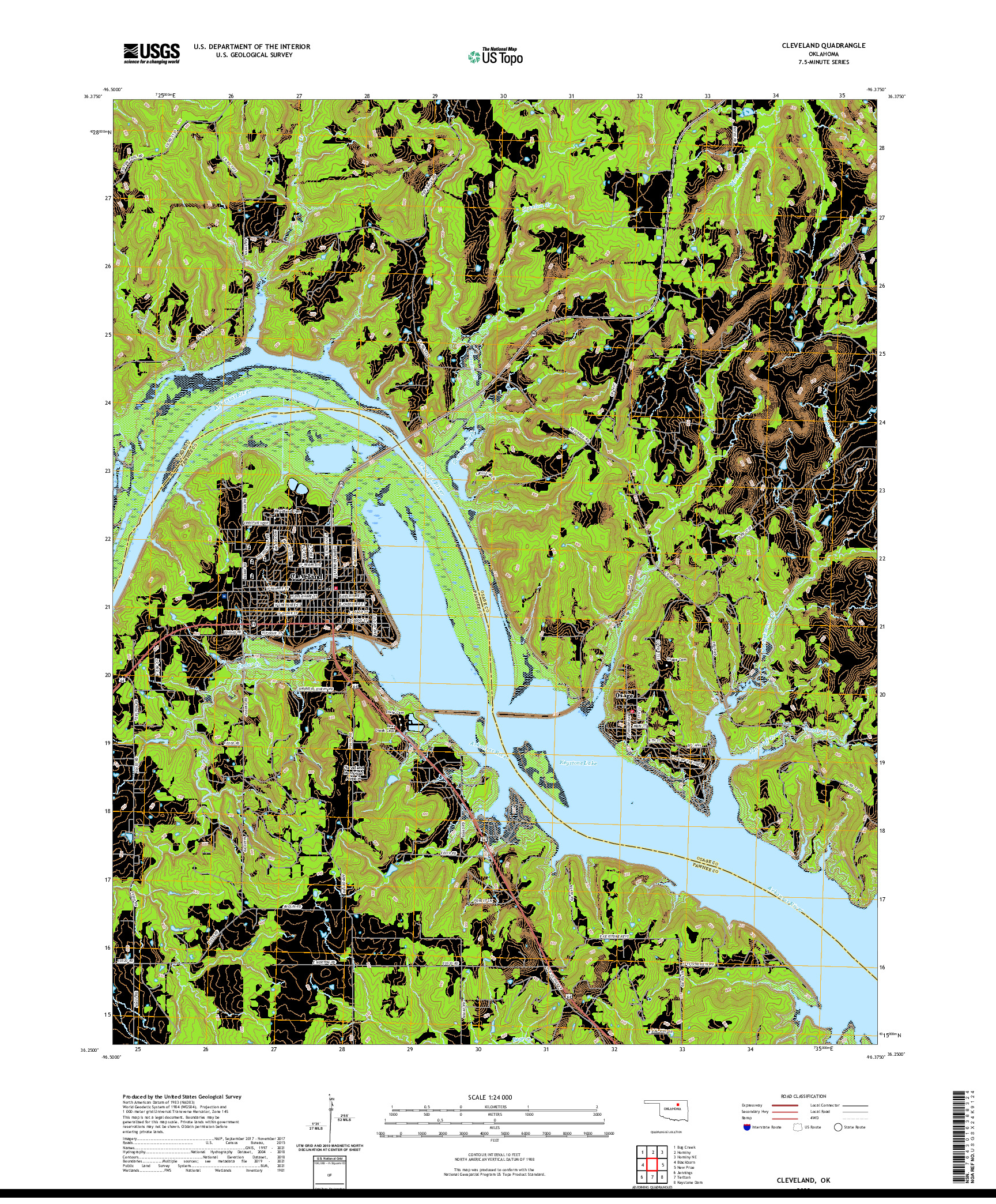 US TOPO 7.5-MINUTE MAP FOR CLEVELAND, OK