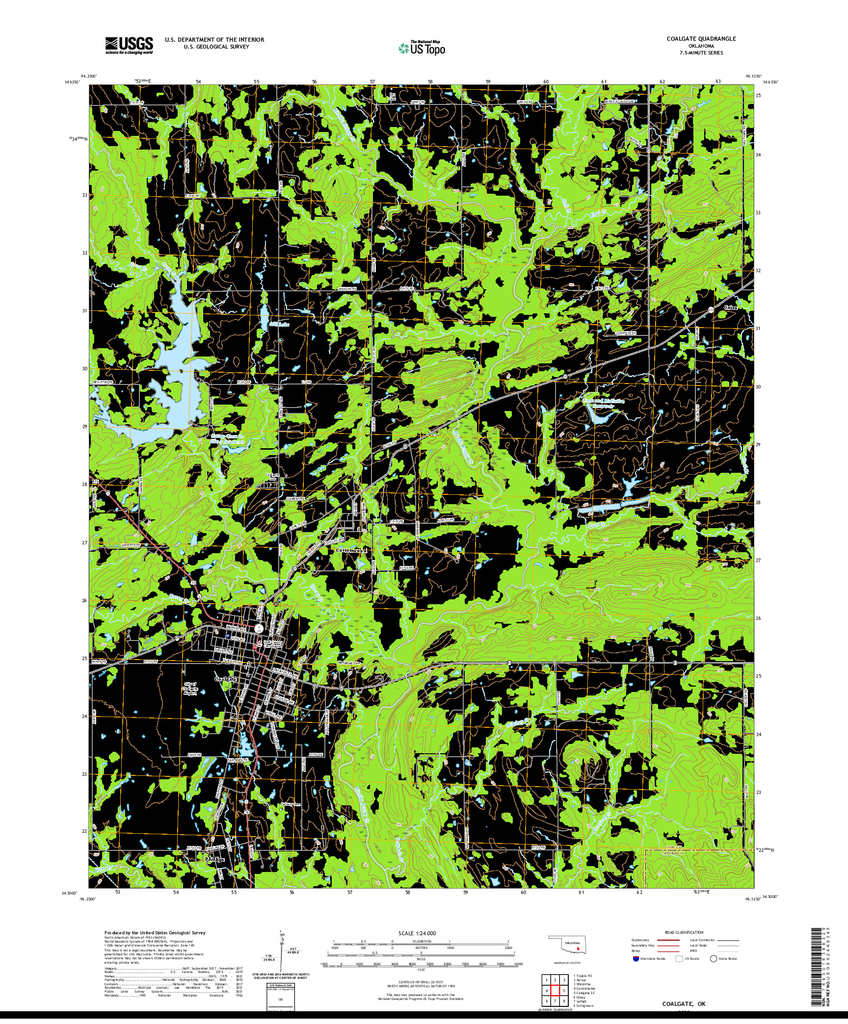 US TOPO 7.5-MINUTE MAP FOR COALGATE, OK