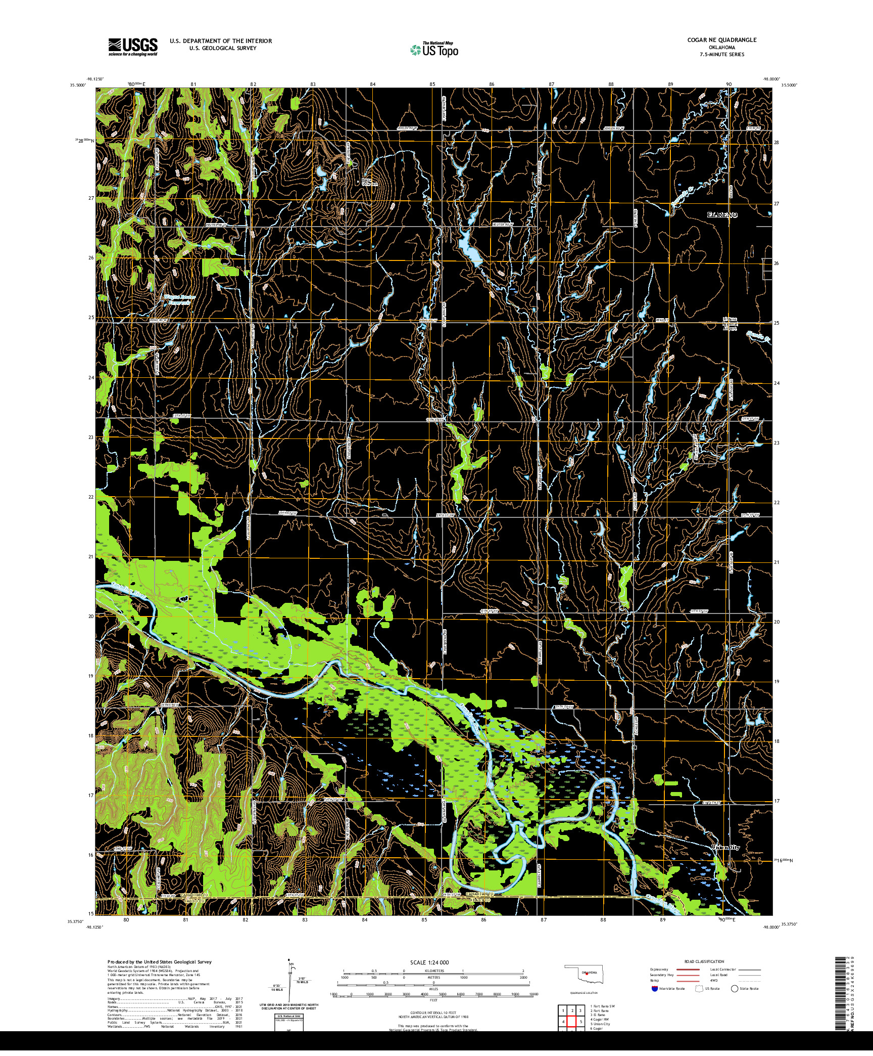 US TOPO 7.5-MINUTE MAP FOR COGAR NE, OK