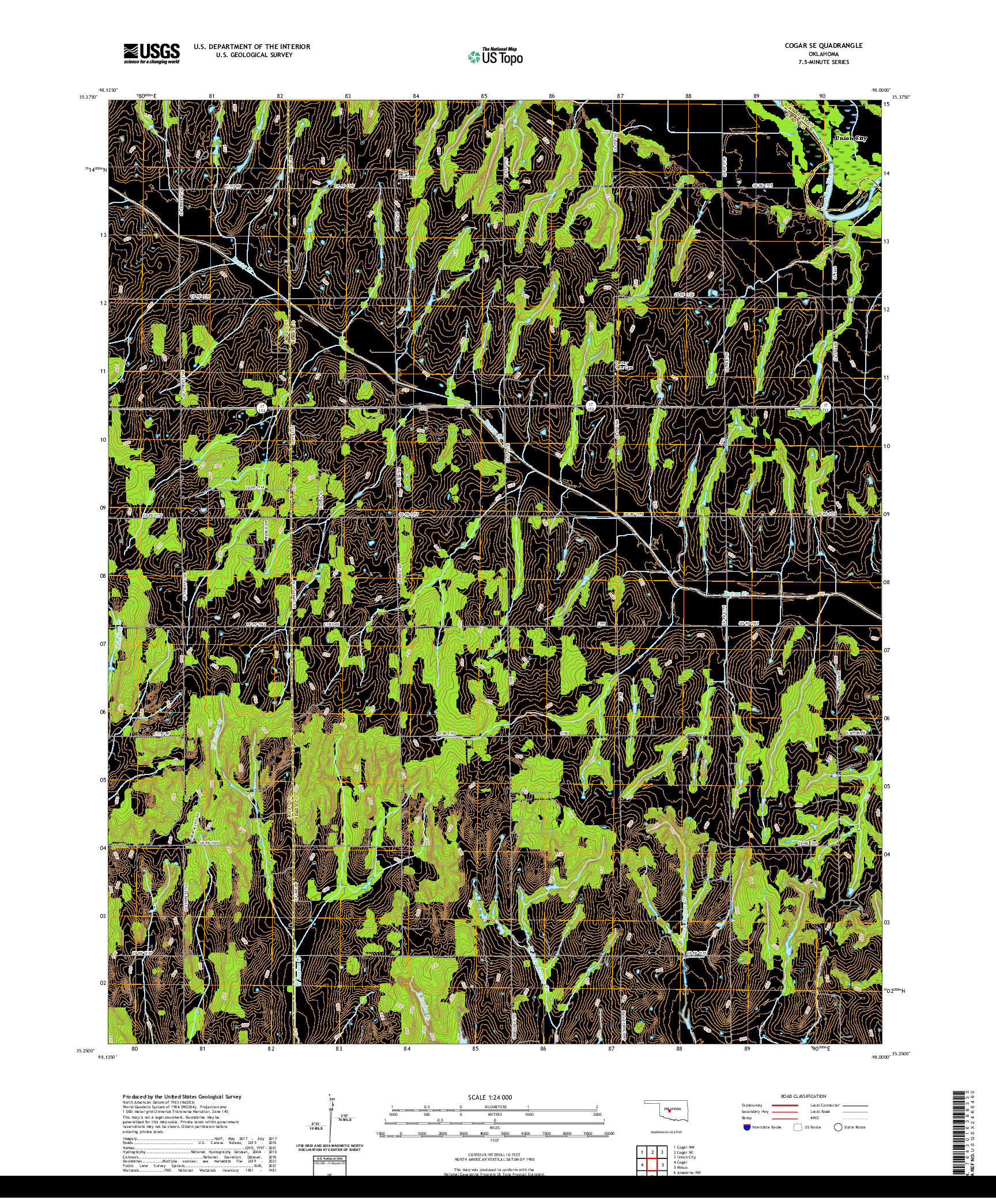 US TOPO 7.5-MINUTE MAP FOR COGAR SE, OK