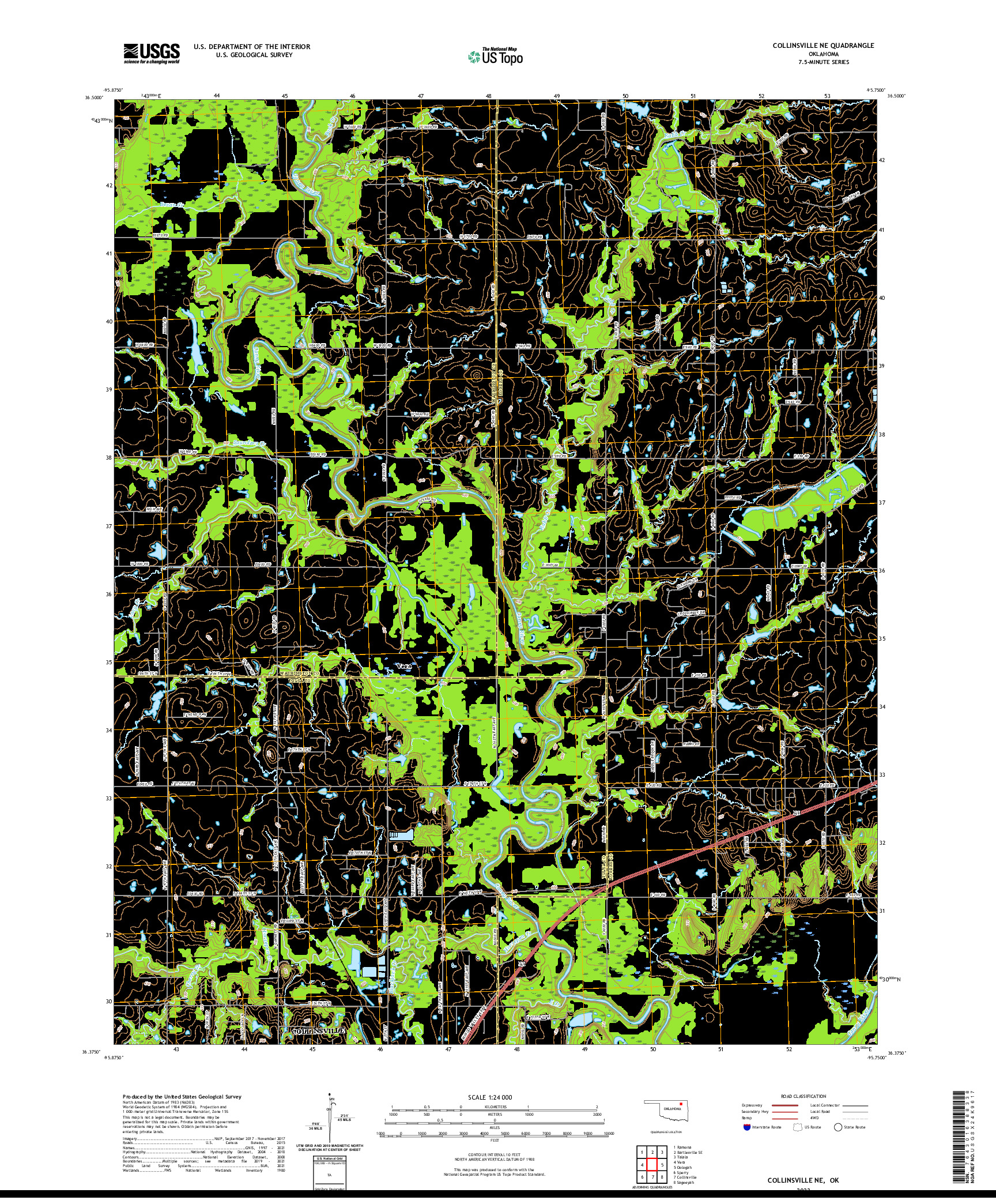 US TOPO 7.5-MINUTE MAP FOR COLLINSVILLE NE, OK