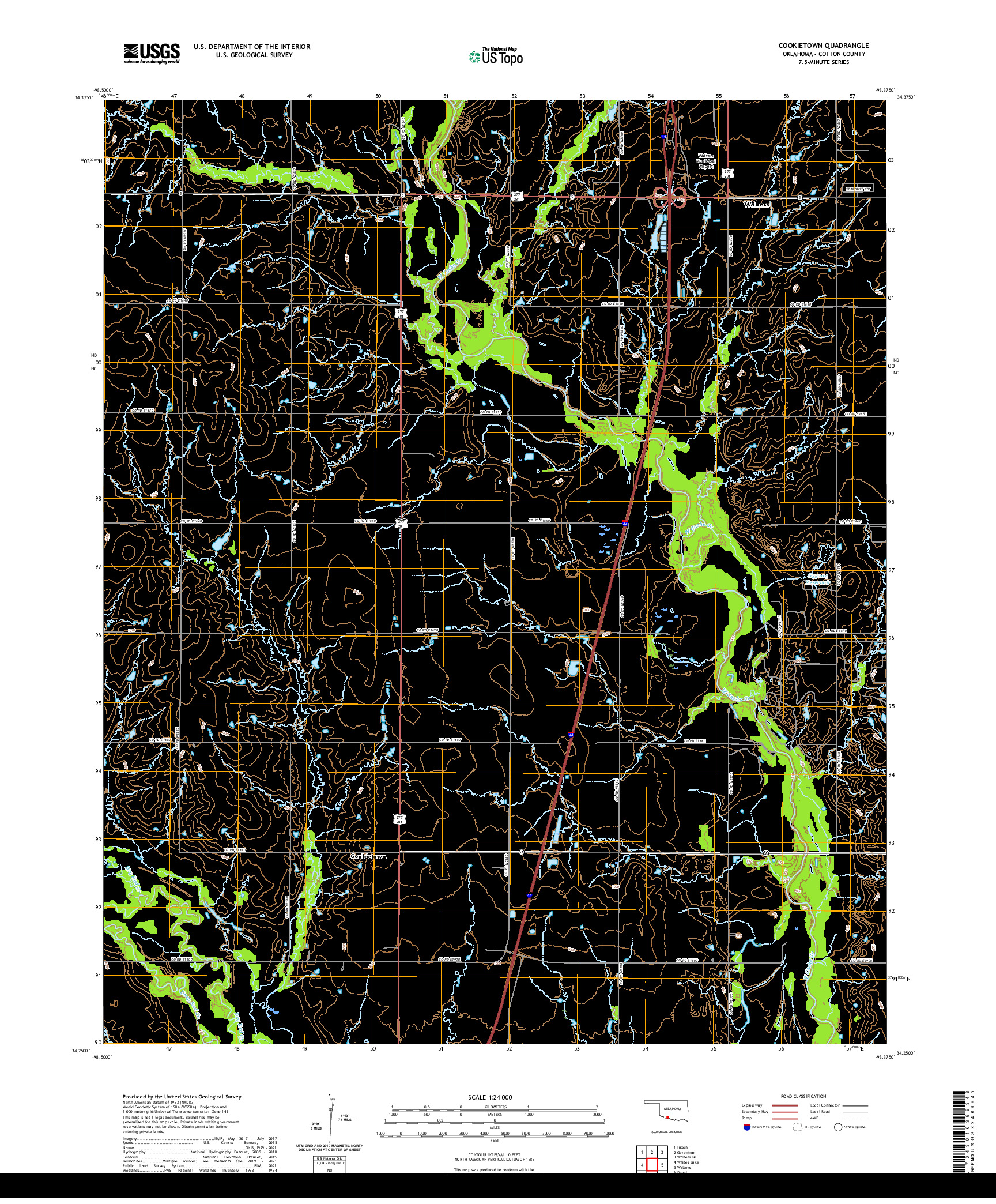 US TOPO 7.5-MINUTE MAP FOR COOKIETOWN, OK