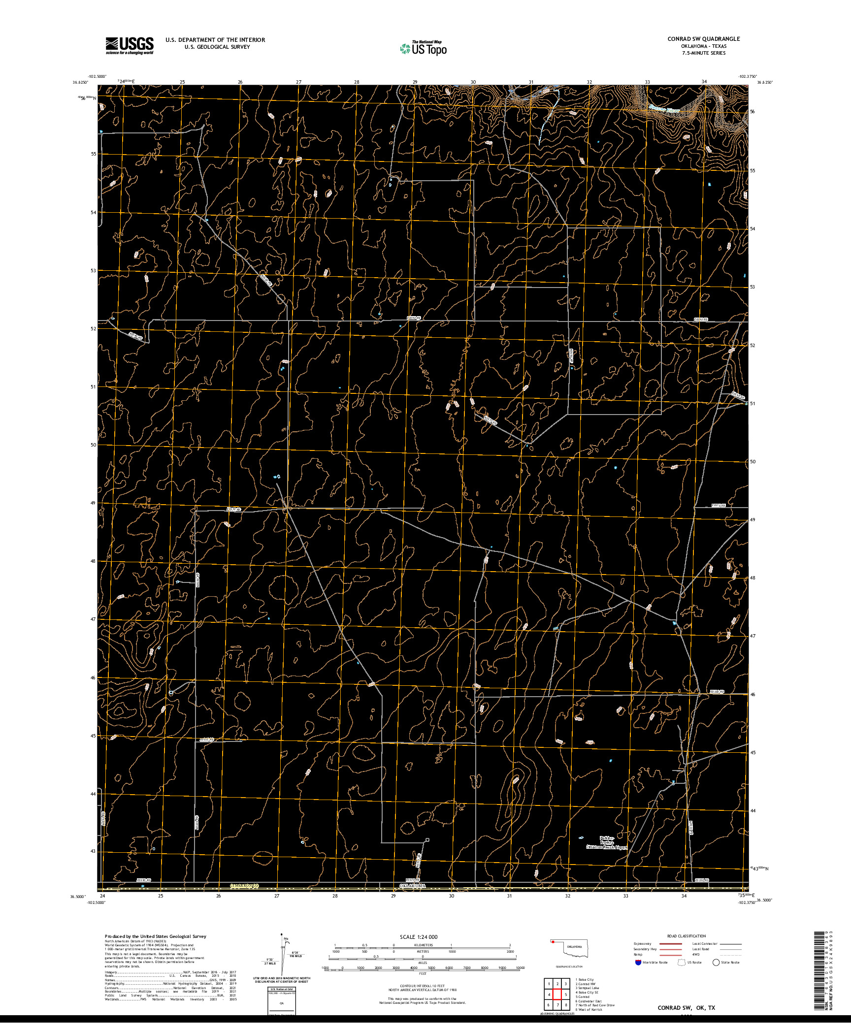 US TOPO 7.5-MINUTE MAP FOR CONRAD SW, OK,TX