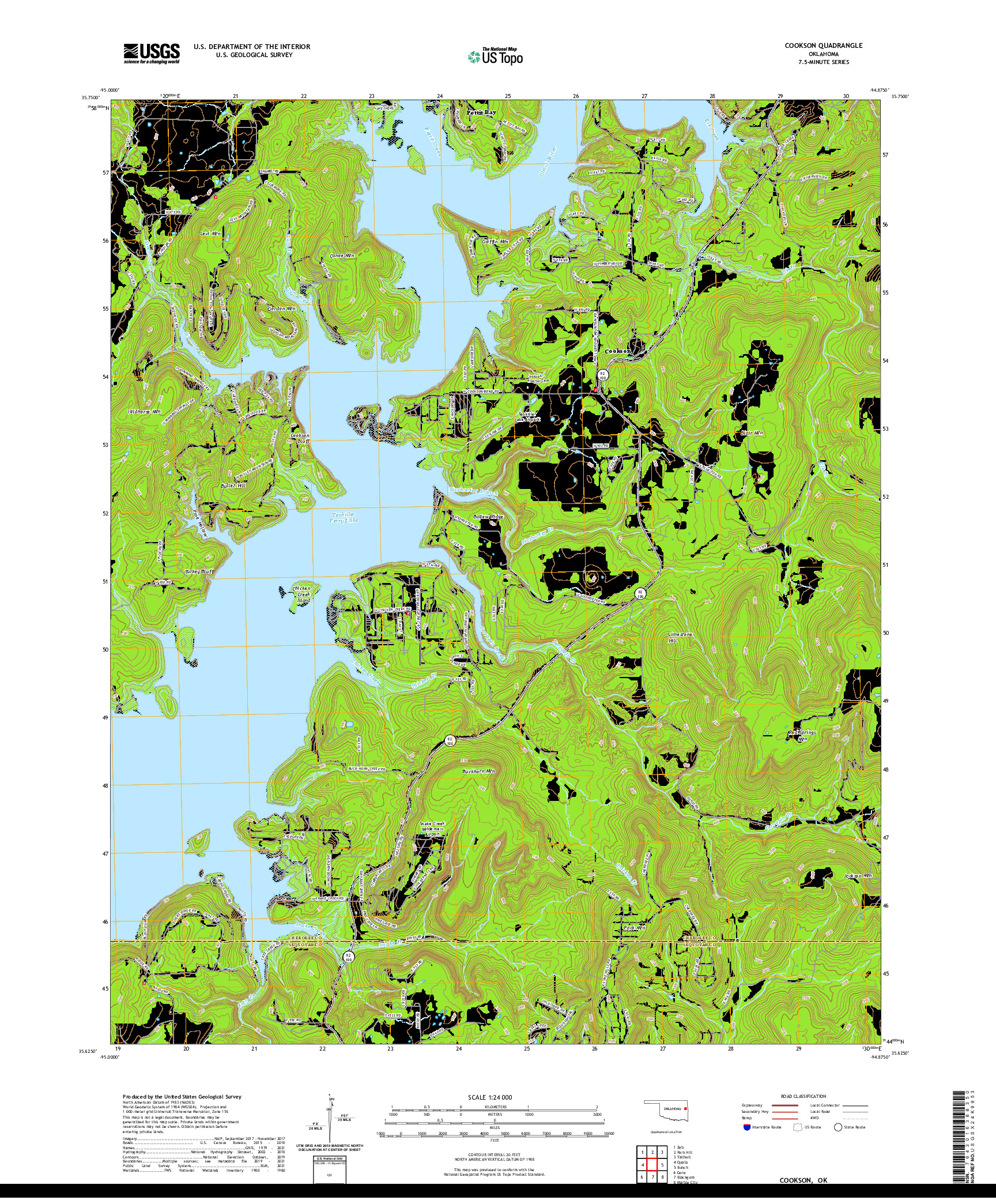 US TOPO 7.5-MINUTE MAP FOR COOKSON, OK