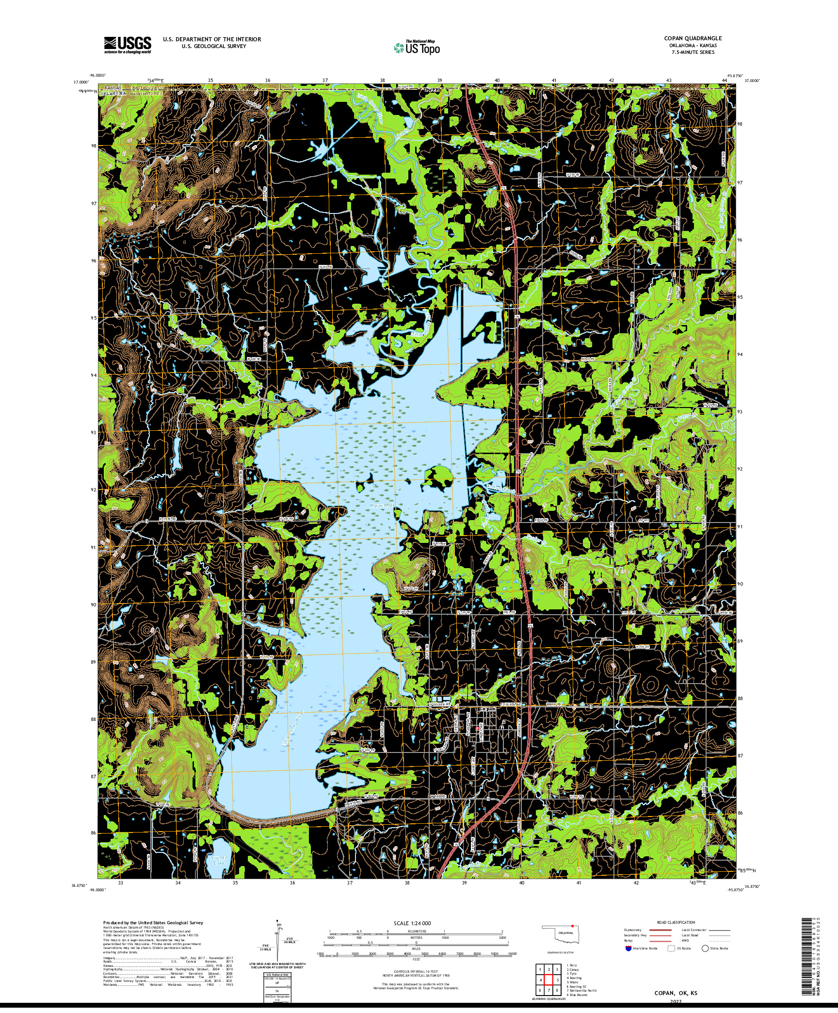 US TOPO 7.5-MINUTE MAP FOR COPAN, OK,KS