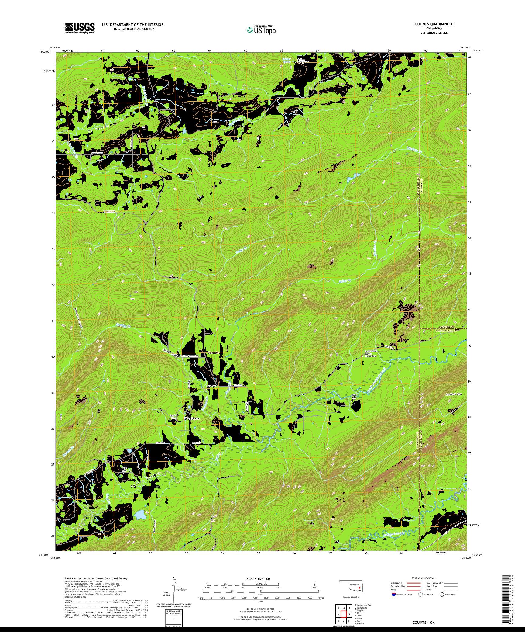 US TOPO 7.5-MINUTE MAP FOR COUNTS, OK