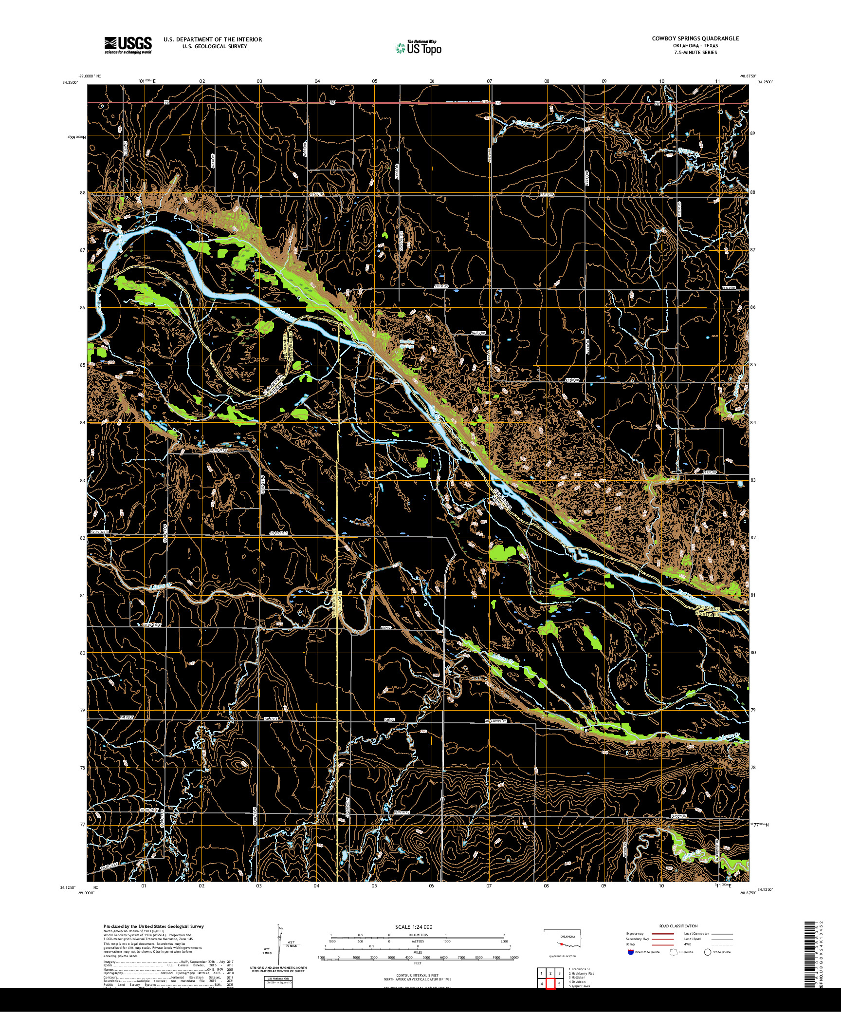 US TOPO 7.5-MINUTE MAP FOR COWBOY SPRINGS, OK,TX