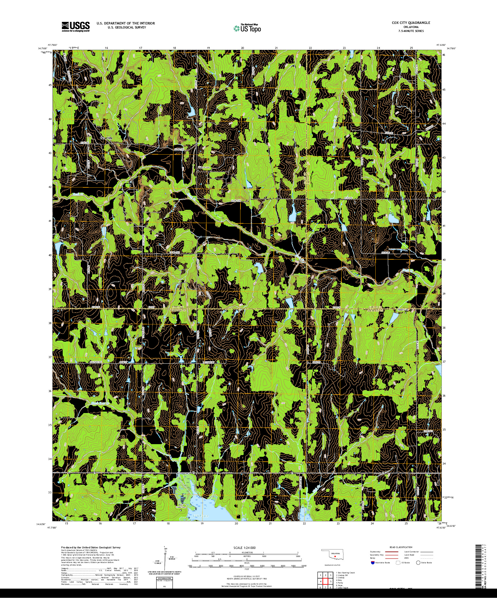 US TOPO 7.5-MINUTE MAP FOR COX CITY, OK