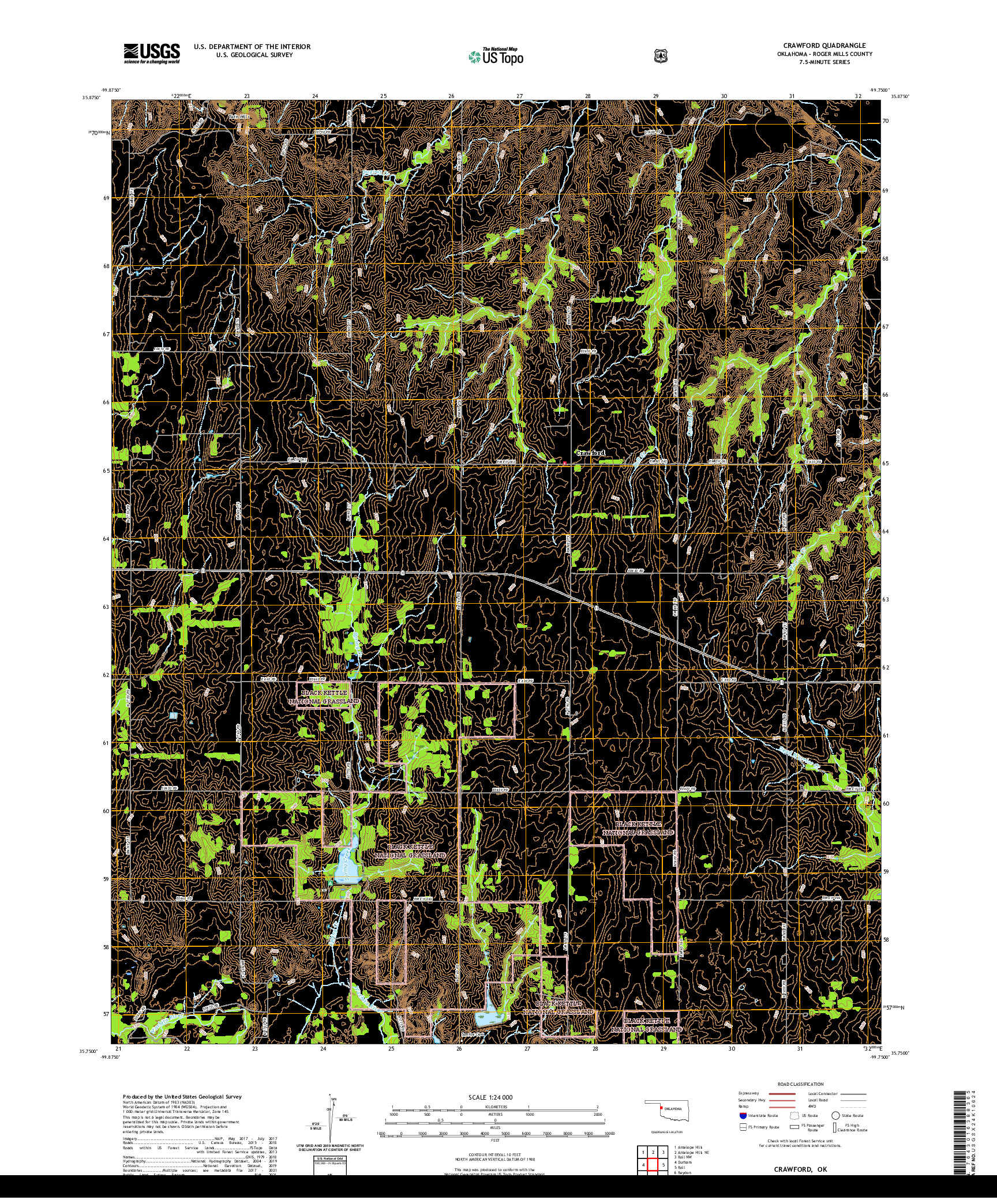 US TOPO 7.5-MINUTE MAP FOR CRAWFORD, OK