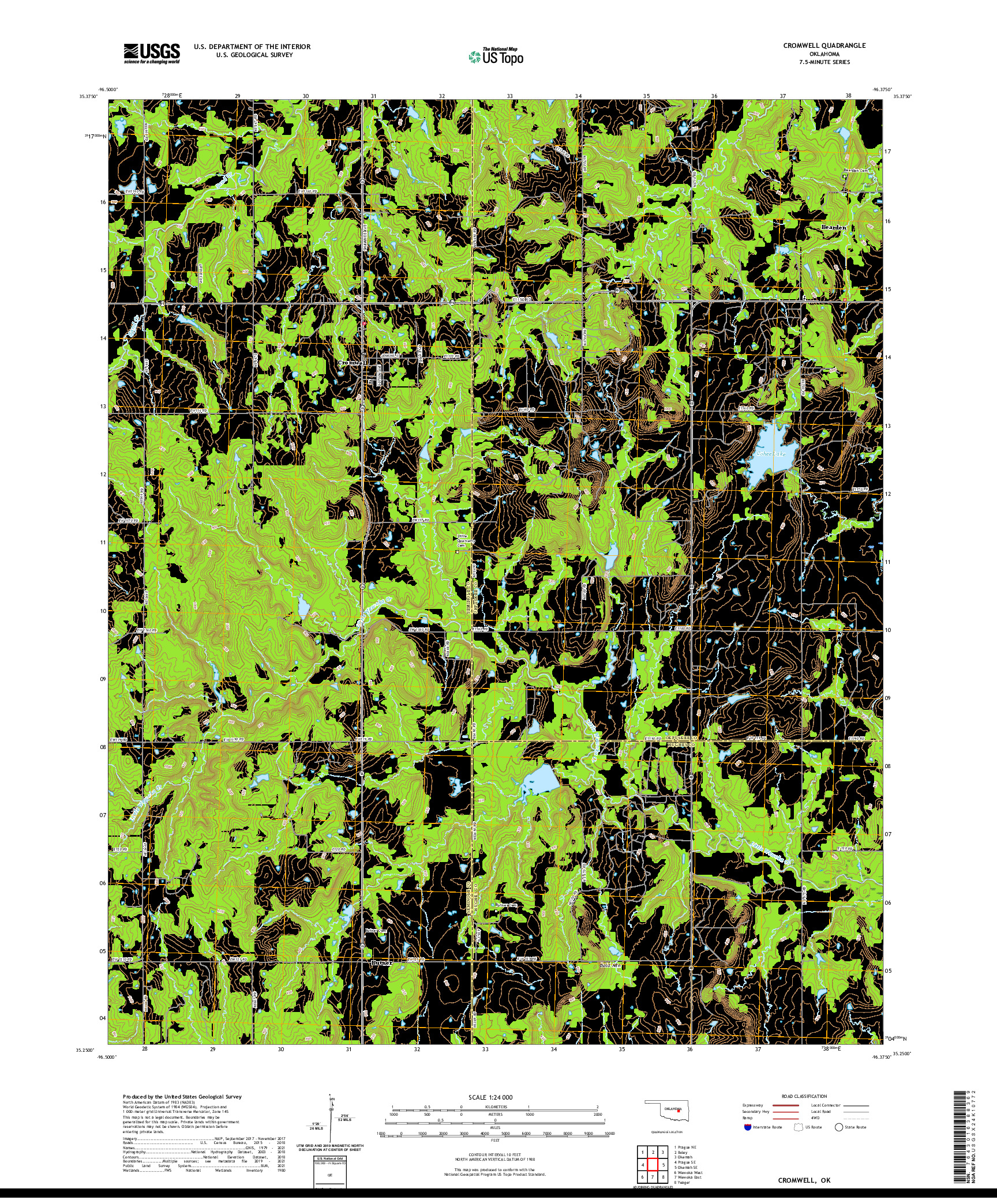 US TOPO 7.5-MINUTE MAP FOR CROMWELL, OK