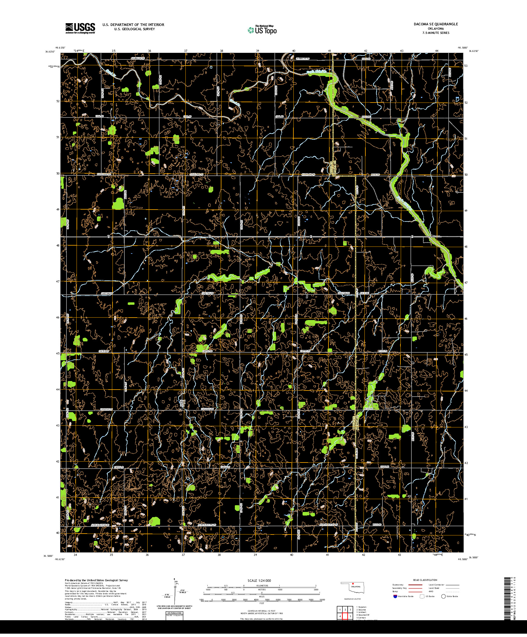 US TOPO 7.5-MINUTE MAP FOR DACOMA SE, OK