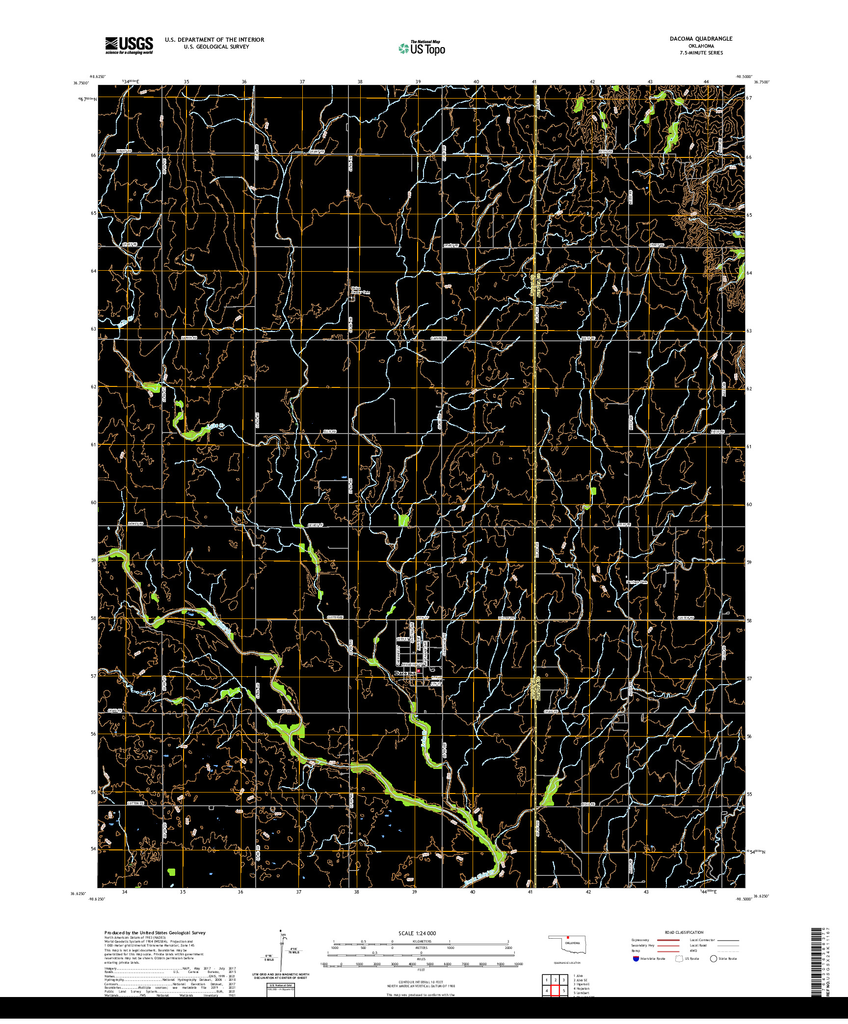 US TOPO 7.5-MINUTE MAP FOR DACOMA, OK