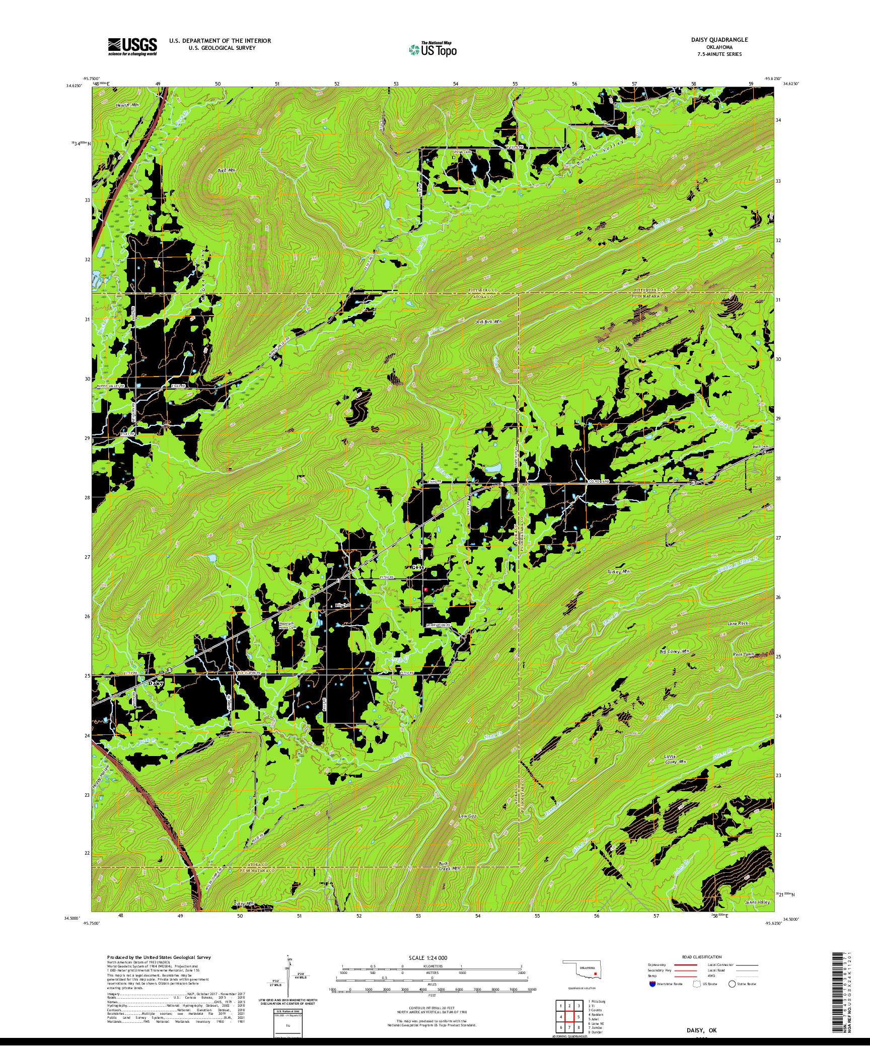 US TOPO 7.5-MINUTE MAP FOR DAISY, OK