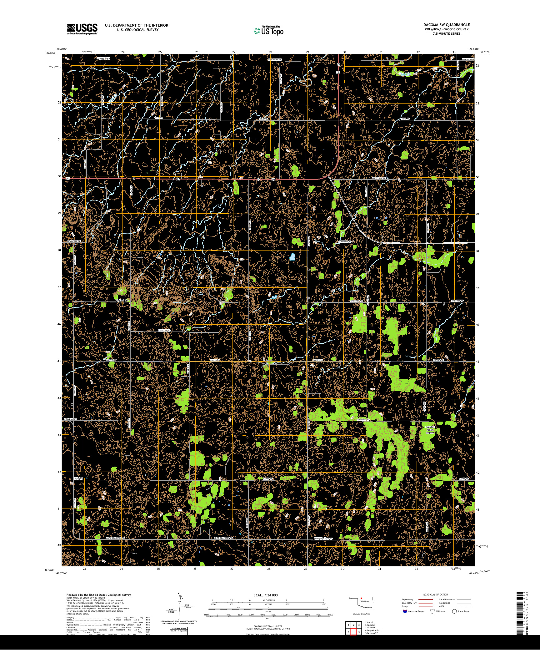 US TOPO 7.5-MINUTE MAP FOR DACOMA SW, OK