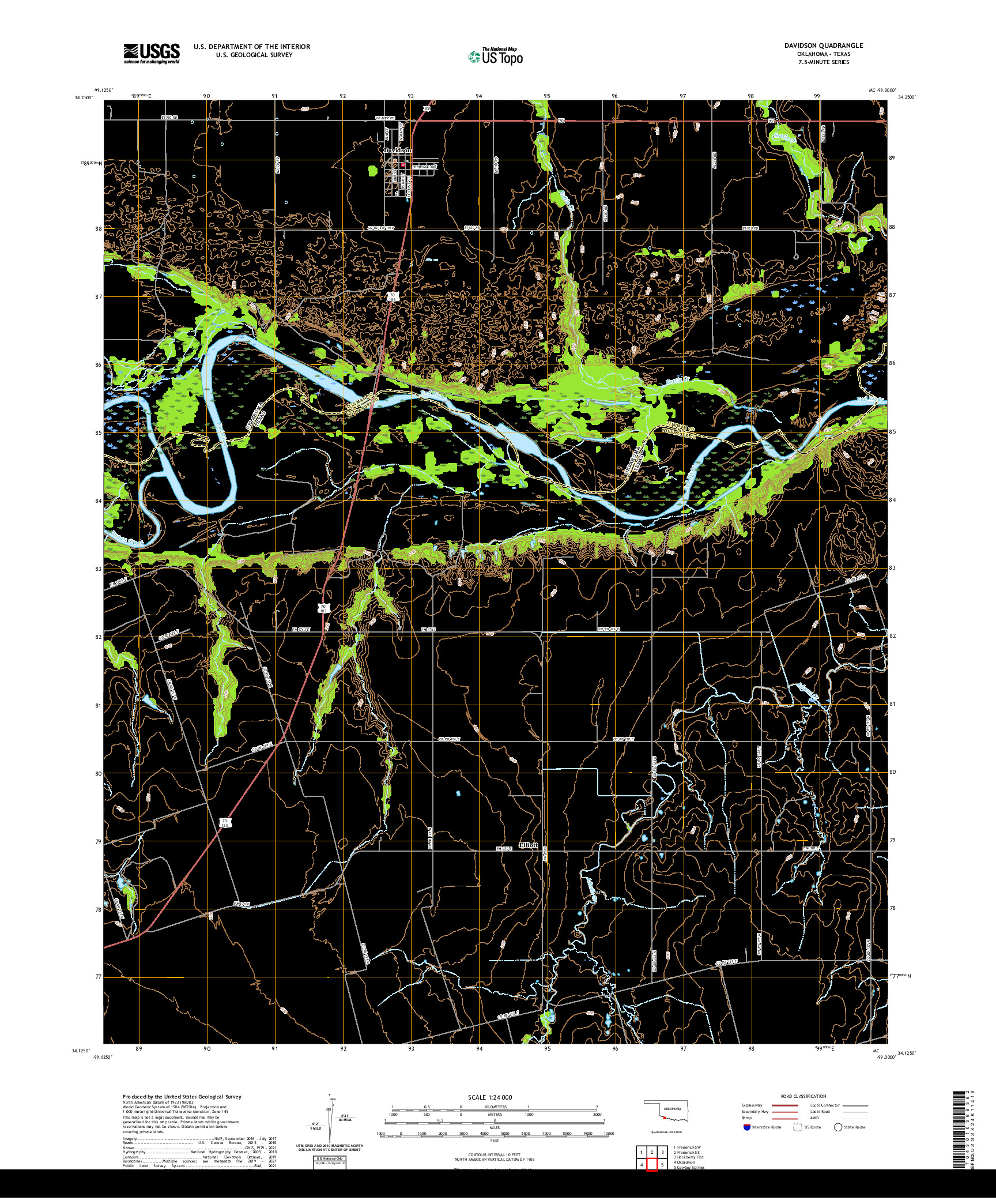 US TOPO 7.5-MINUTE MAP FOR DAVIDSON, OK,TX