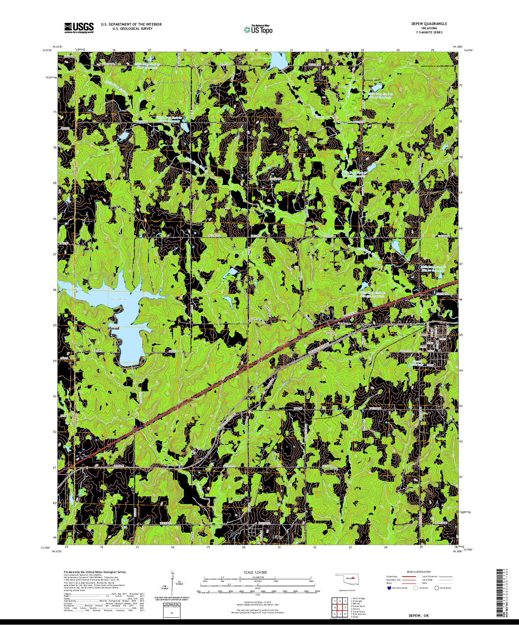 US TOPO 7.5-MINUTE MAP FOR DEPEW, OK