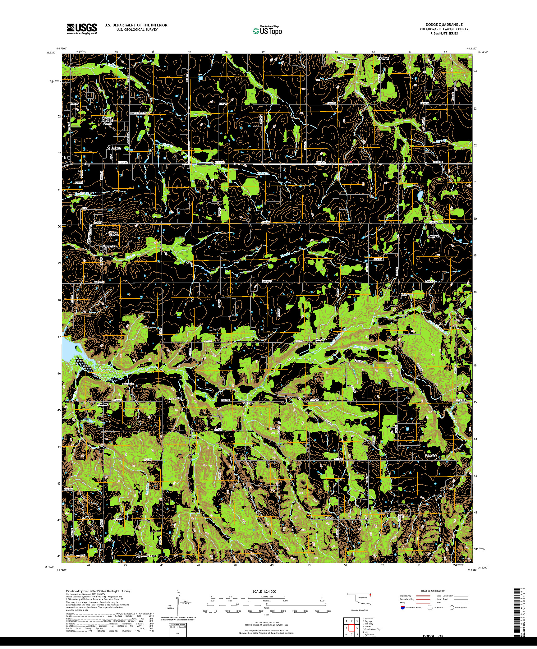 US TOPO 7.5-MINUTE MAP FOR DODGE, OK