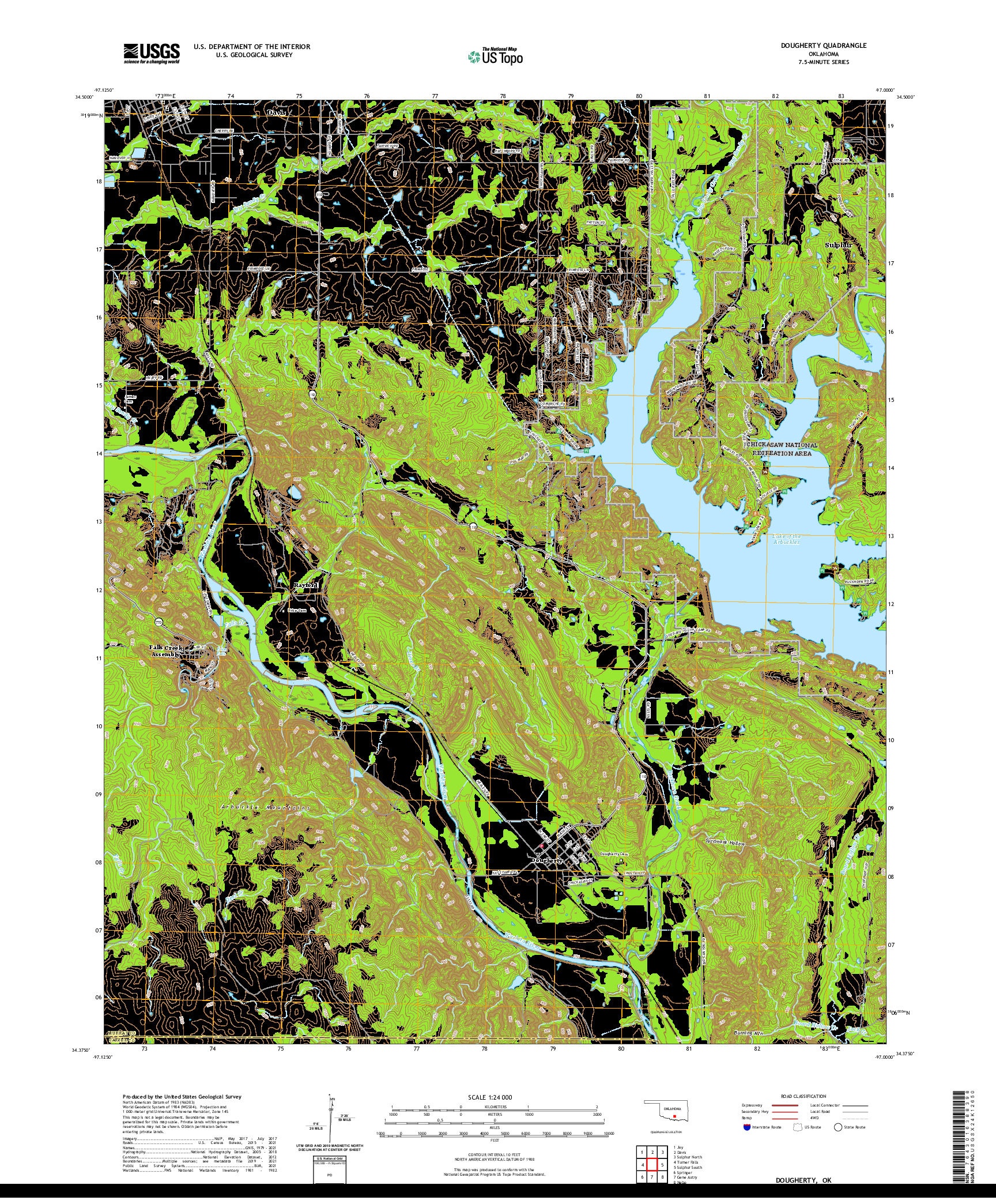 US TOPO 7.5-MINUTE MAP FOR DOUGHERTY, OK