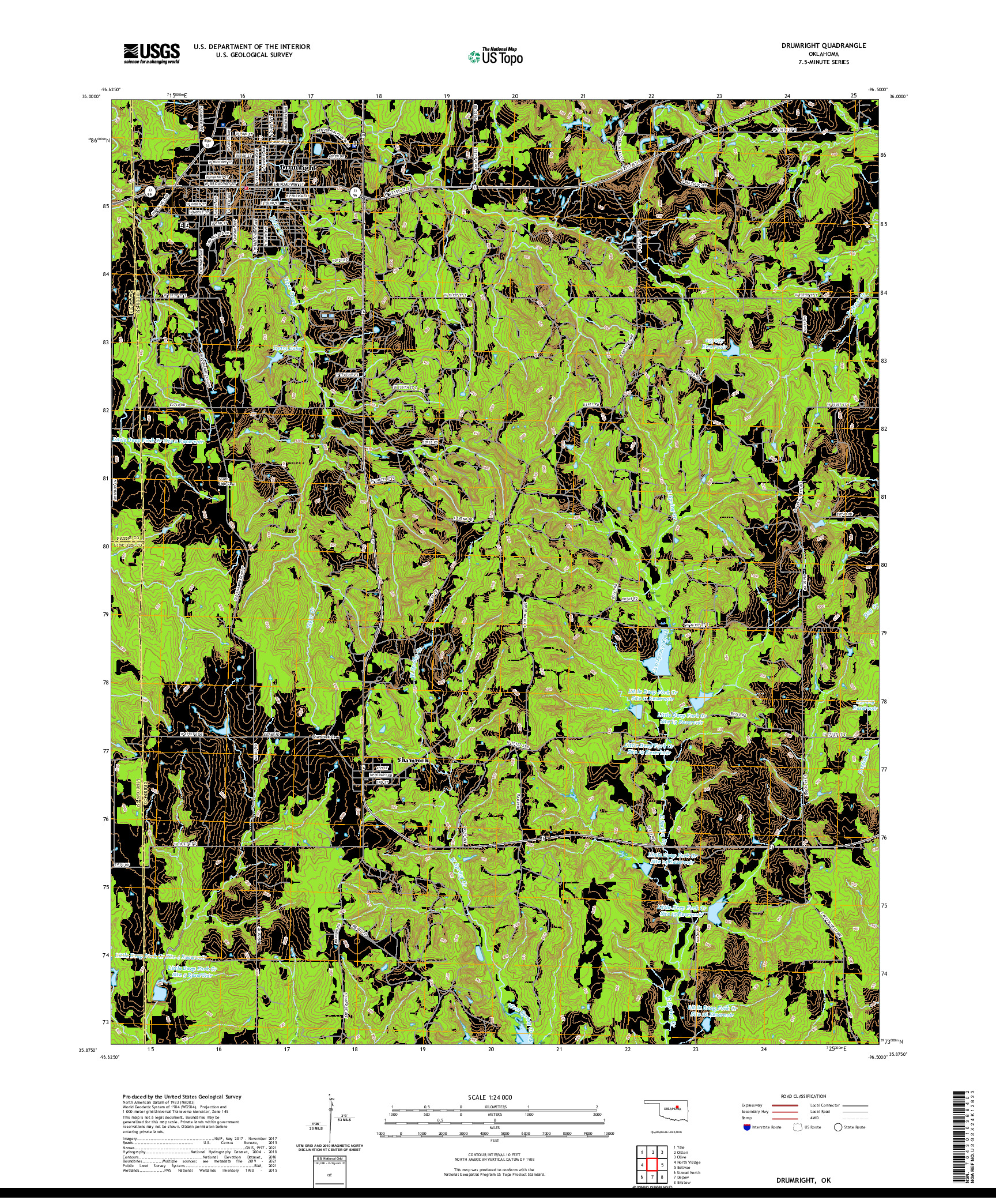 US TOPO 7.5-MINUTE MAP FOR DRUMRIGHT, OK