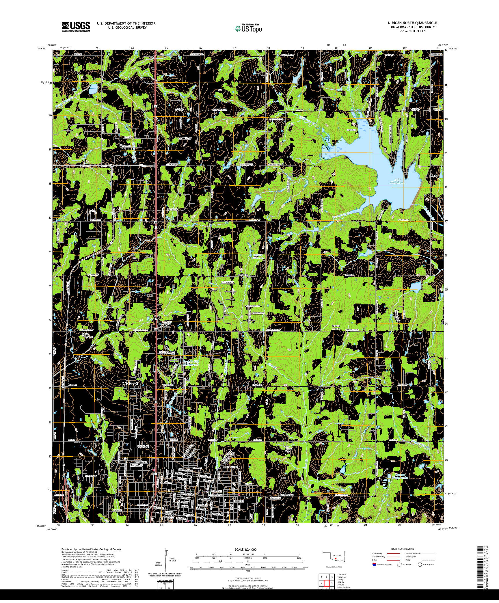 US TOPO 7.5-MINUTE MAP FOR DUNCAN NORTH, OK