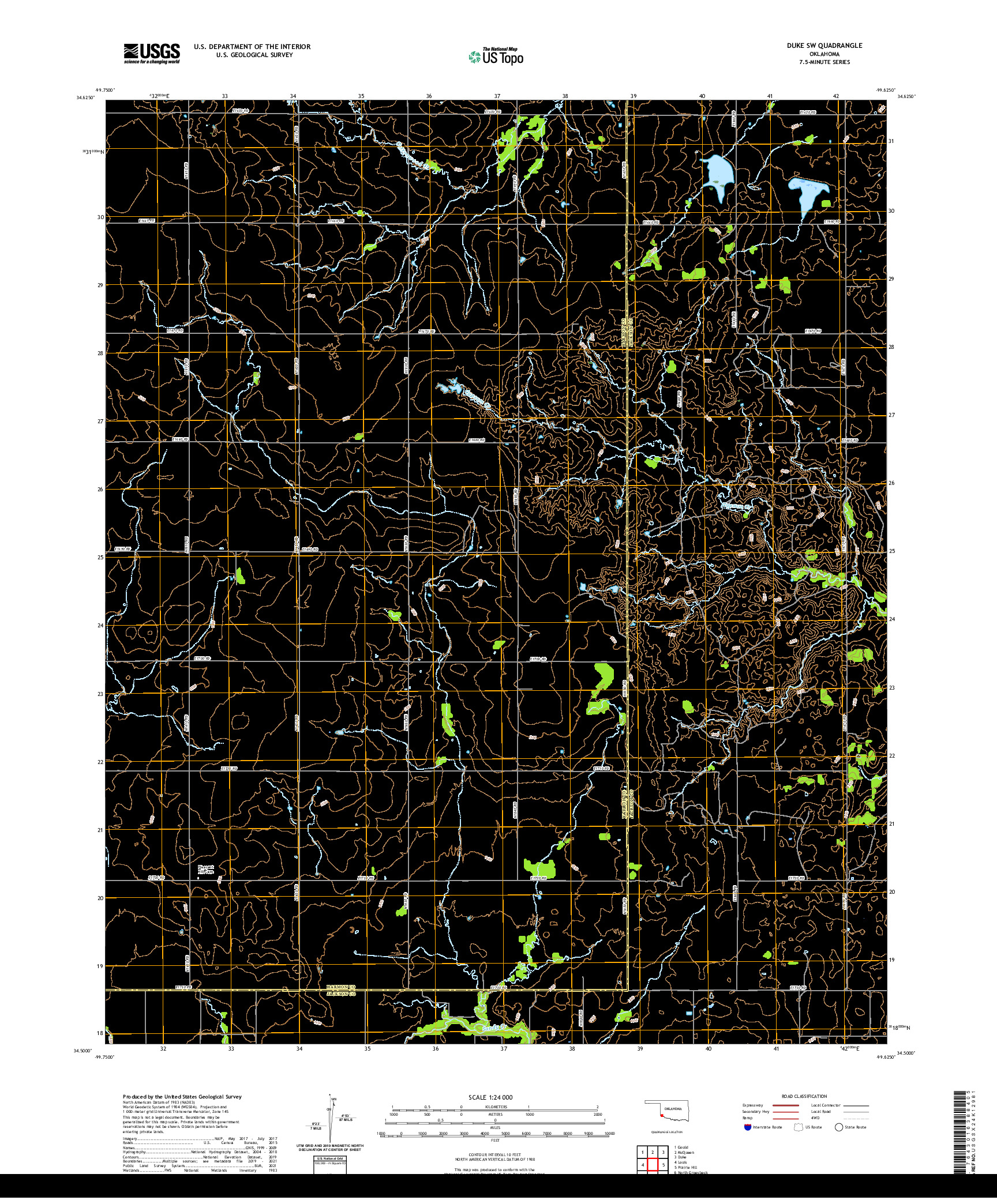 US TOPO 7.5-MINUTE MAP FOR DUKE SW, OK