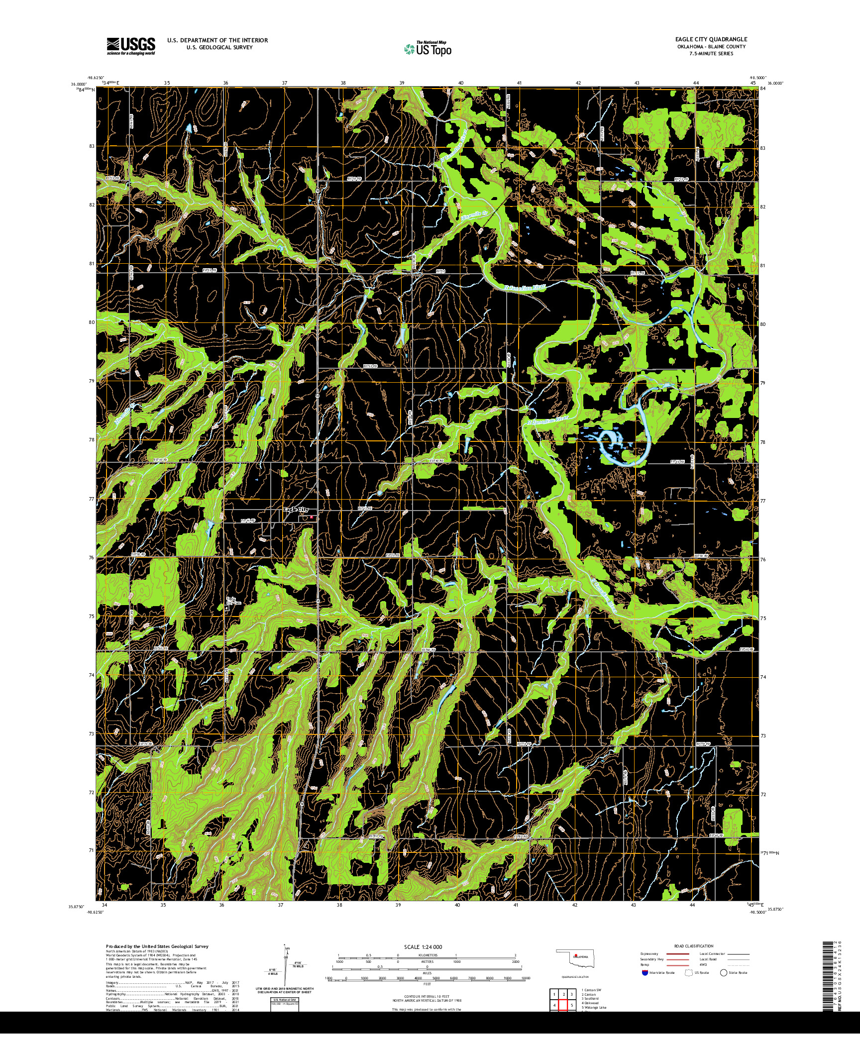 US TOPO 7.5-MINUTE MAP FOR EAGLE CITY, OK