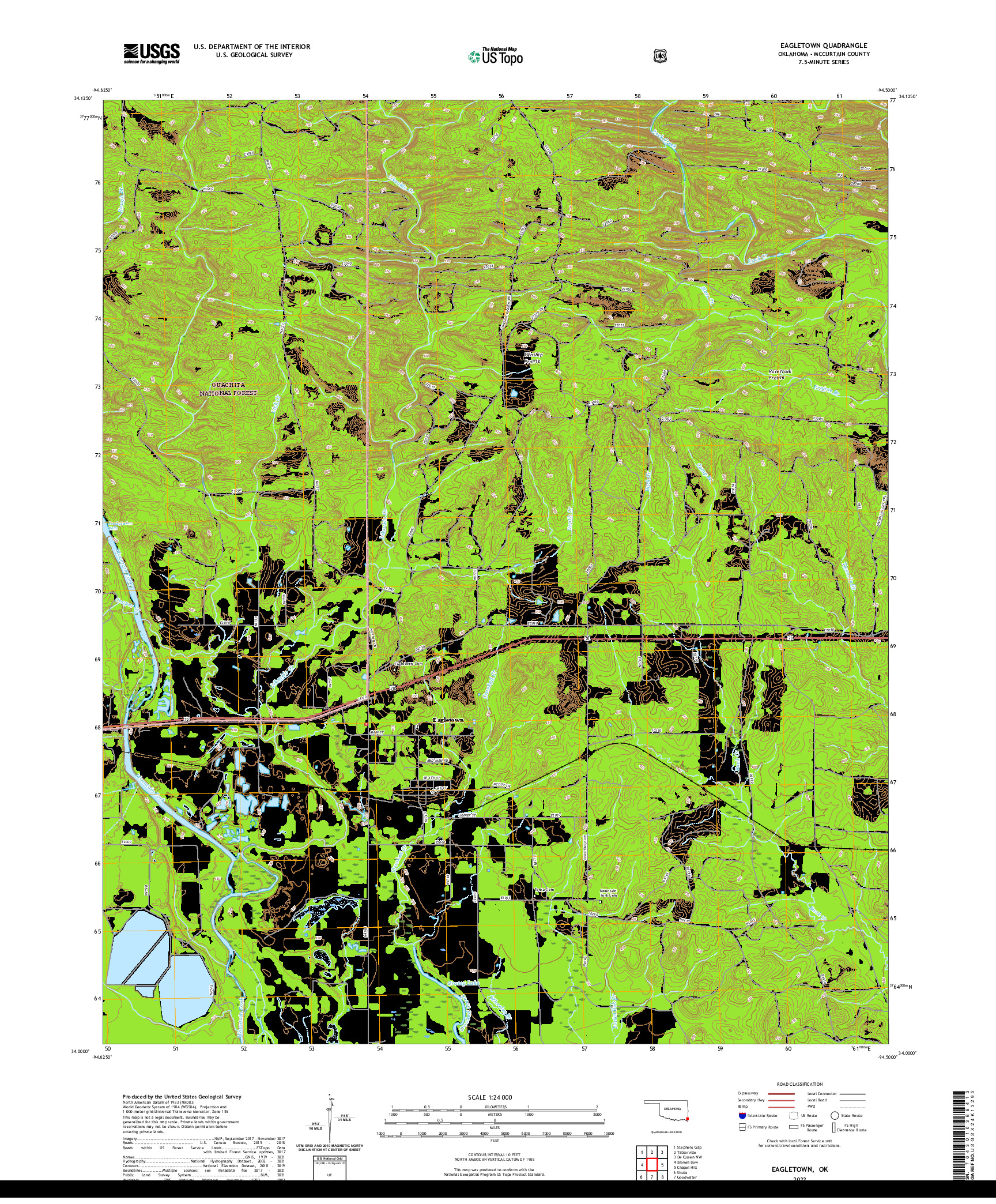 US TOPO 7.5-MINUTE MAP FOR EAGLETOWN, OK