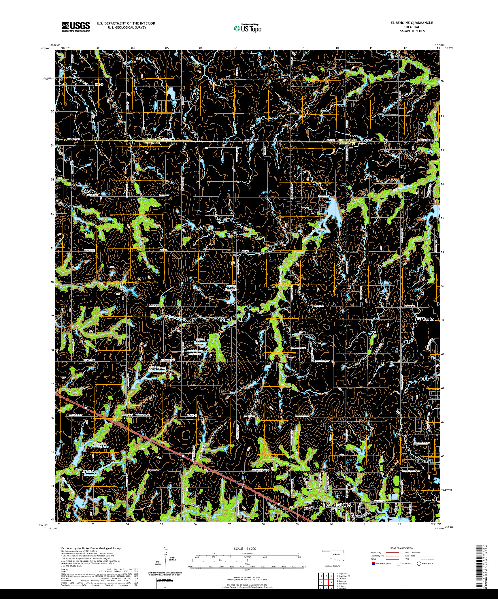 US TOPO 7.5-MINUTE MAP FOR EL RENO NE, OK