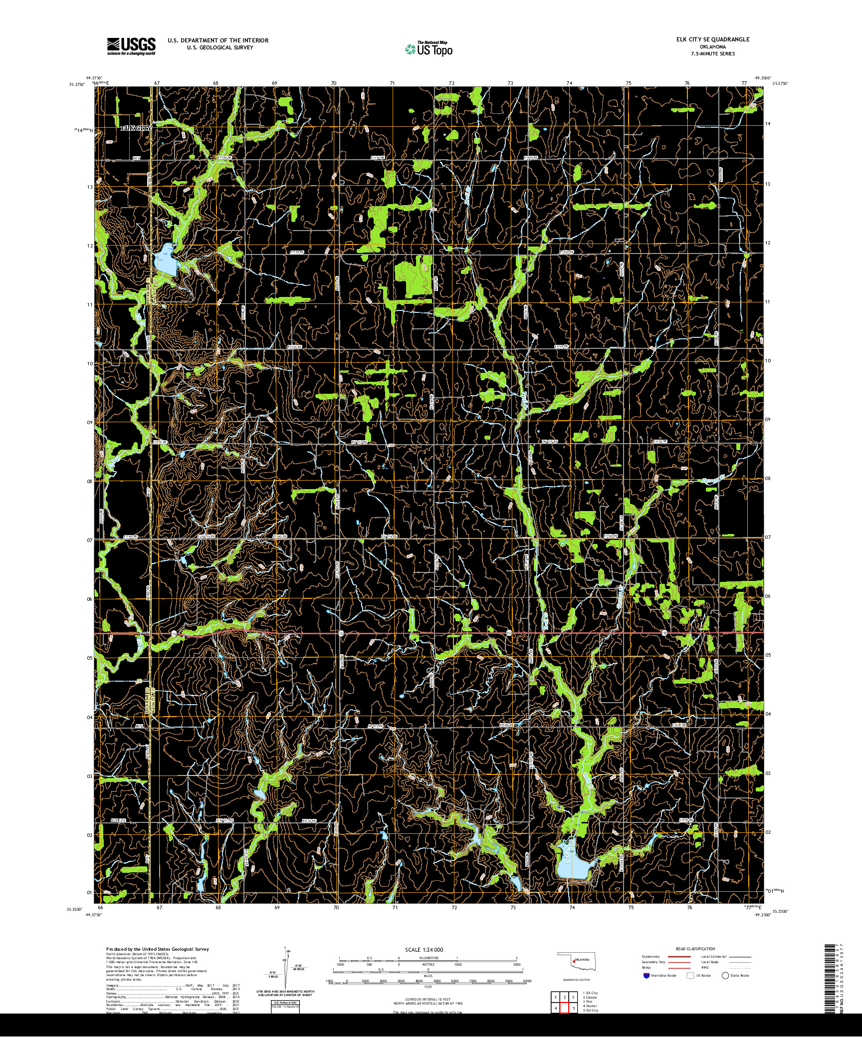 US TOPO 7.5-MINUTE MAP FOR ELK CITY SE, OK