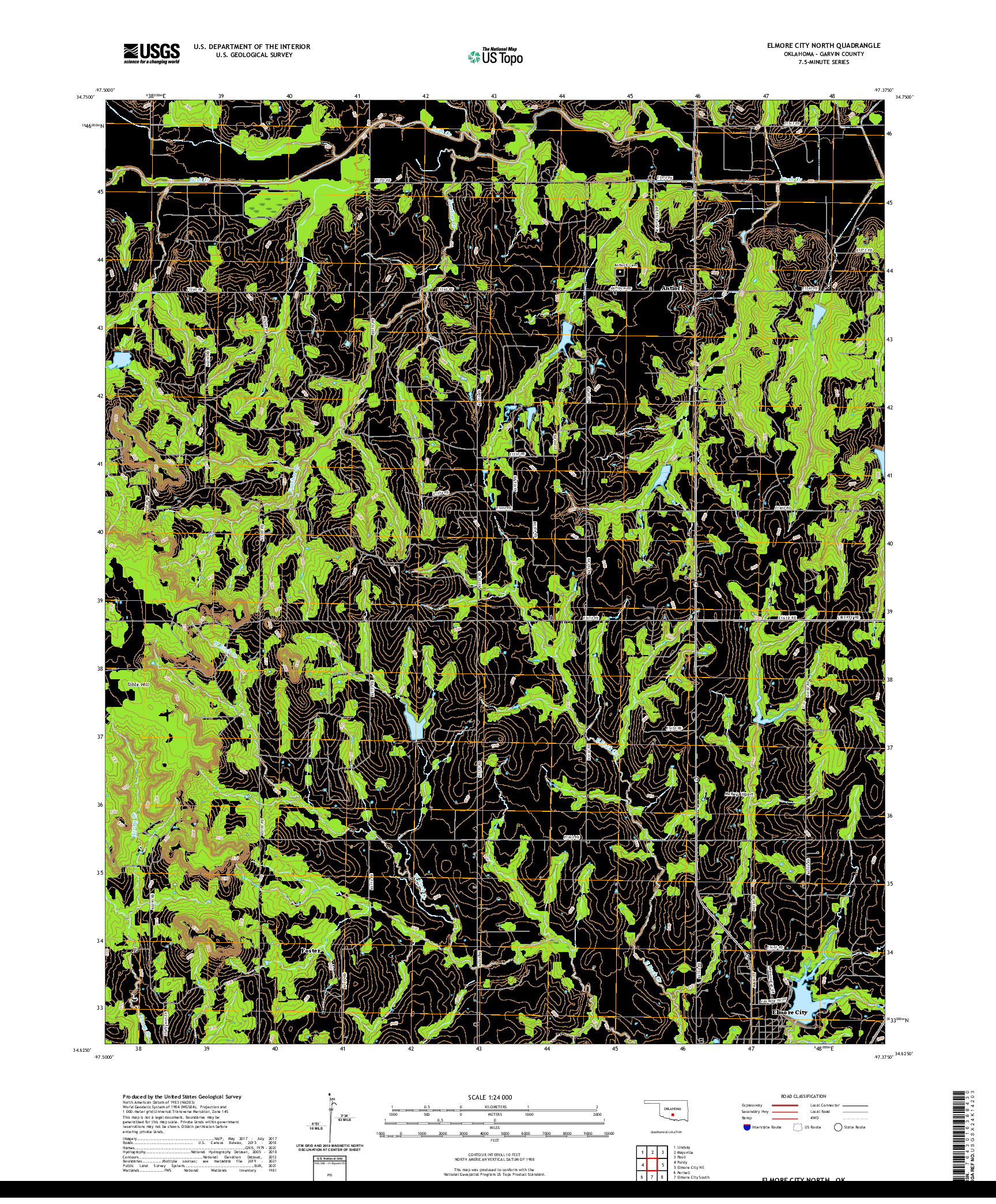 US TOPO 7.5-MINUTE MAP FOR ELMORE CITY NORTH, OK