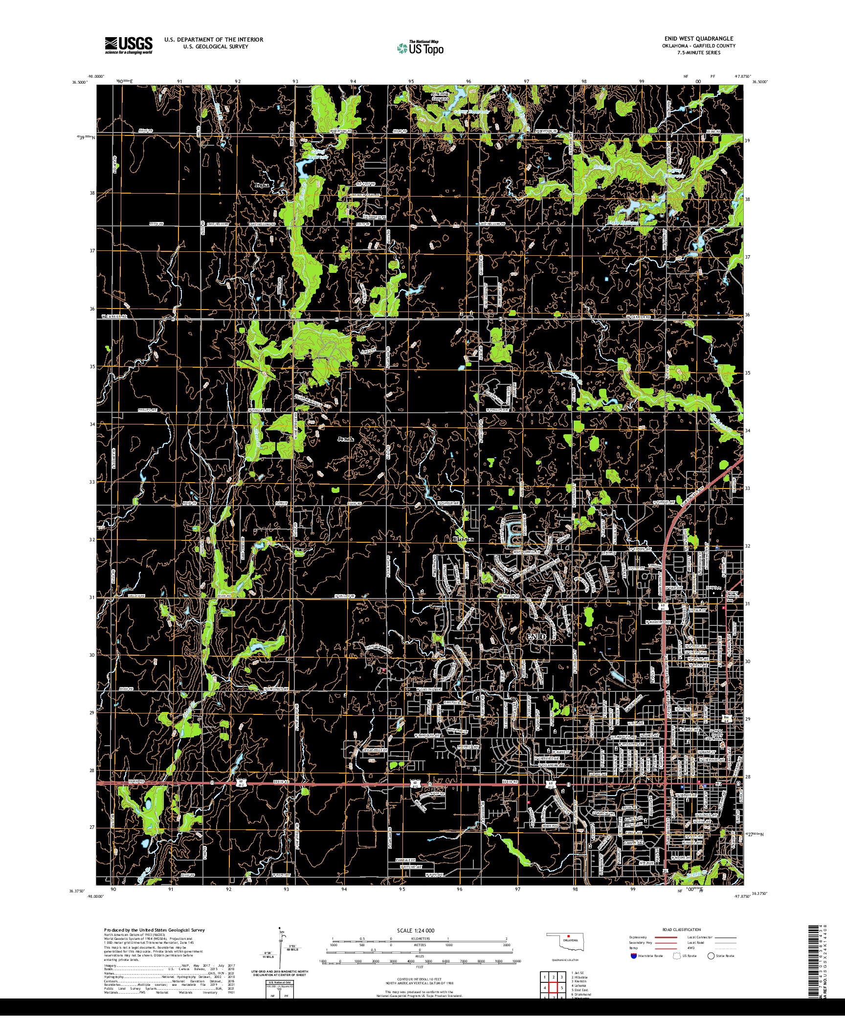 US TOPO 7.5-MINUTE MAP FOR ENID WEST, OK