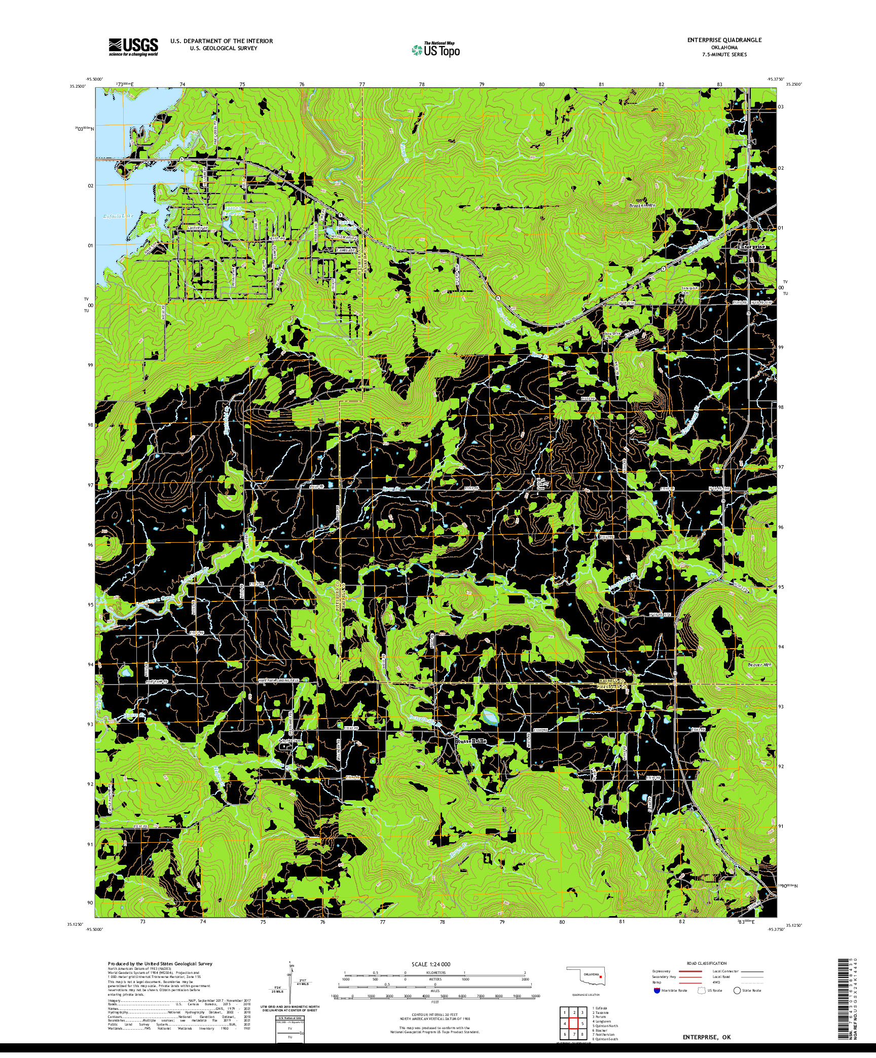 US TOPO 7.5-MINUTE MAP FOR ENTERPRISE, OK