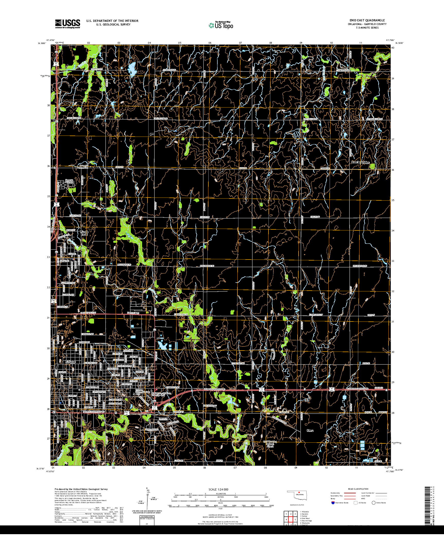 US TOPO 7.5-MINUTE MAP FOR ENID EAST, OK