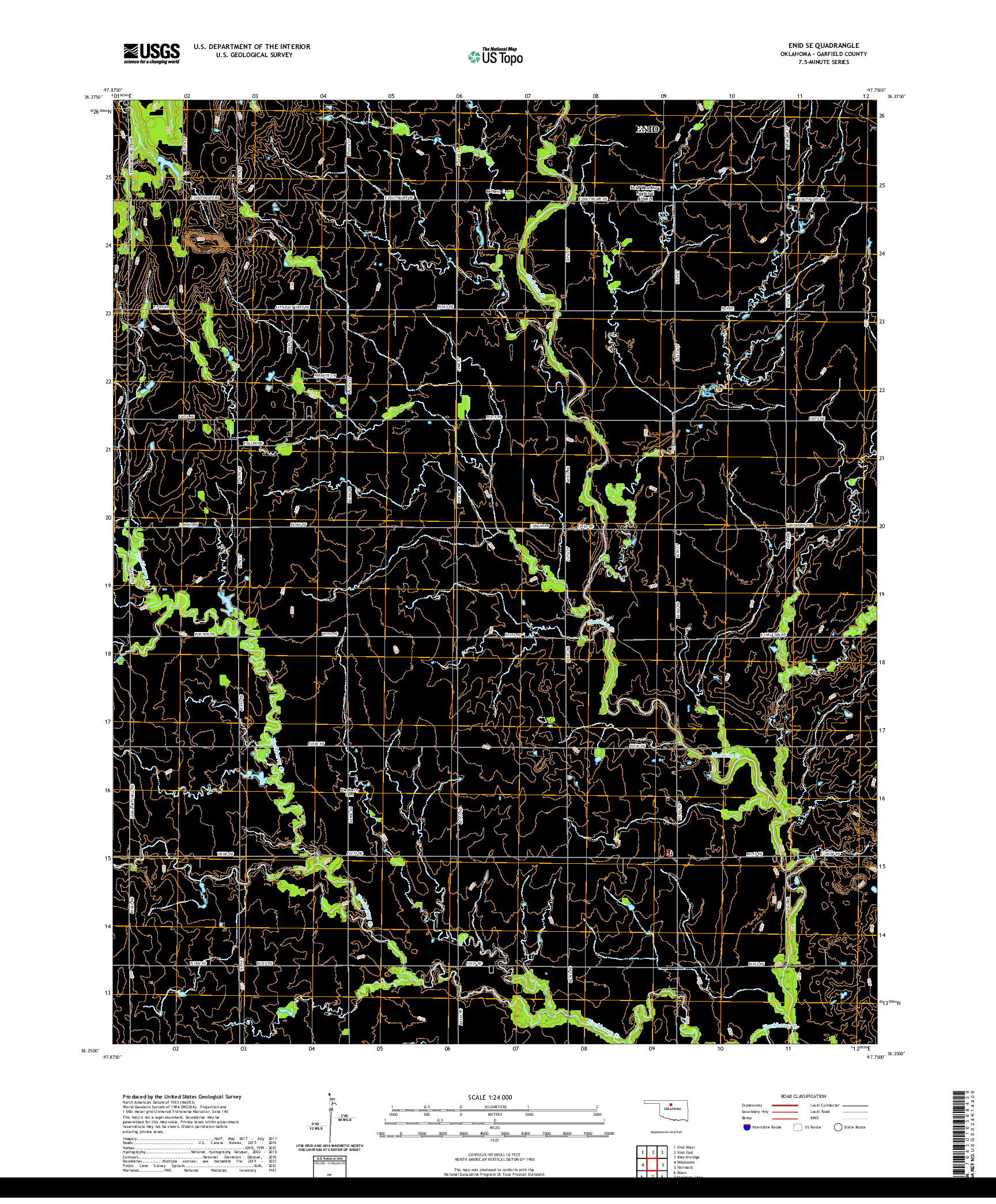 US TOPO 7.5-MINUTE MAP FOR ENID SE, OK