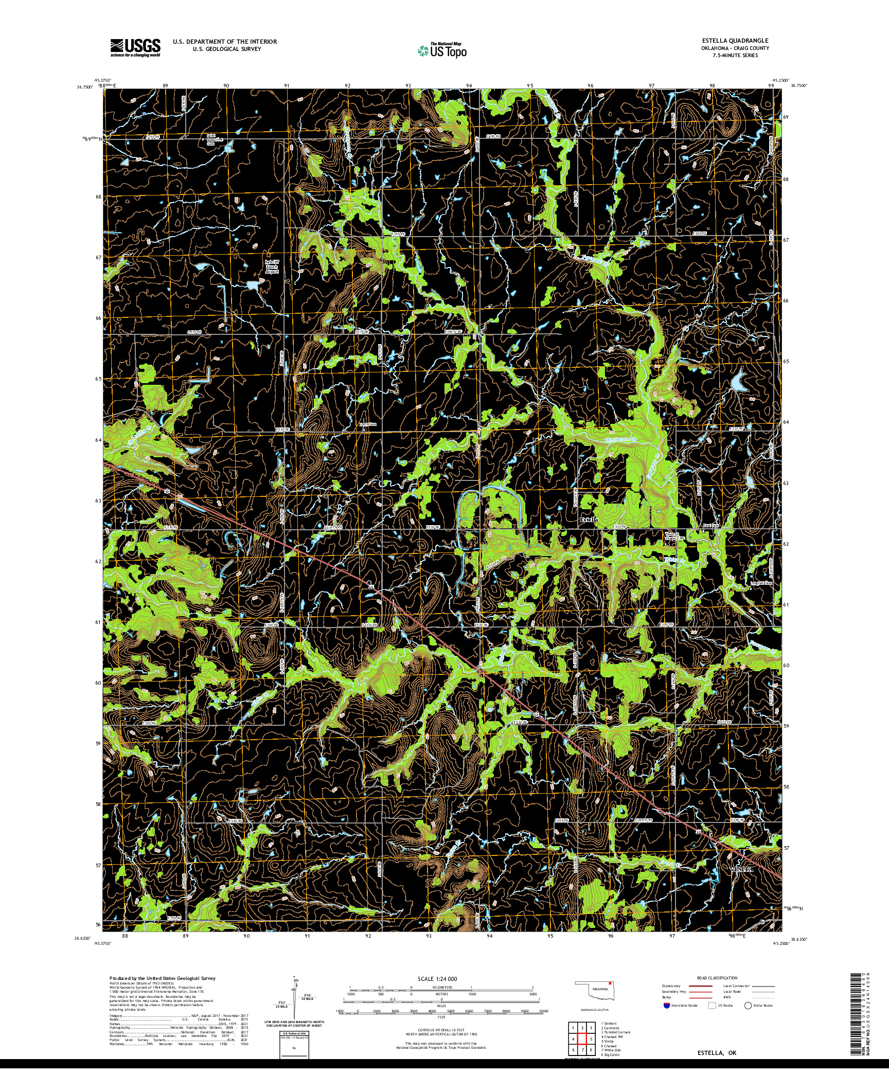 US TOPO 7.5-MINUTE MAP FOR ESTELLA, OK