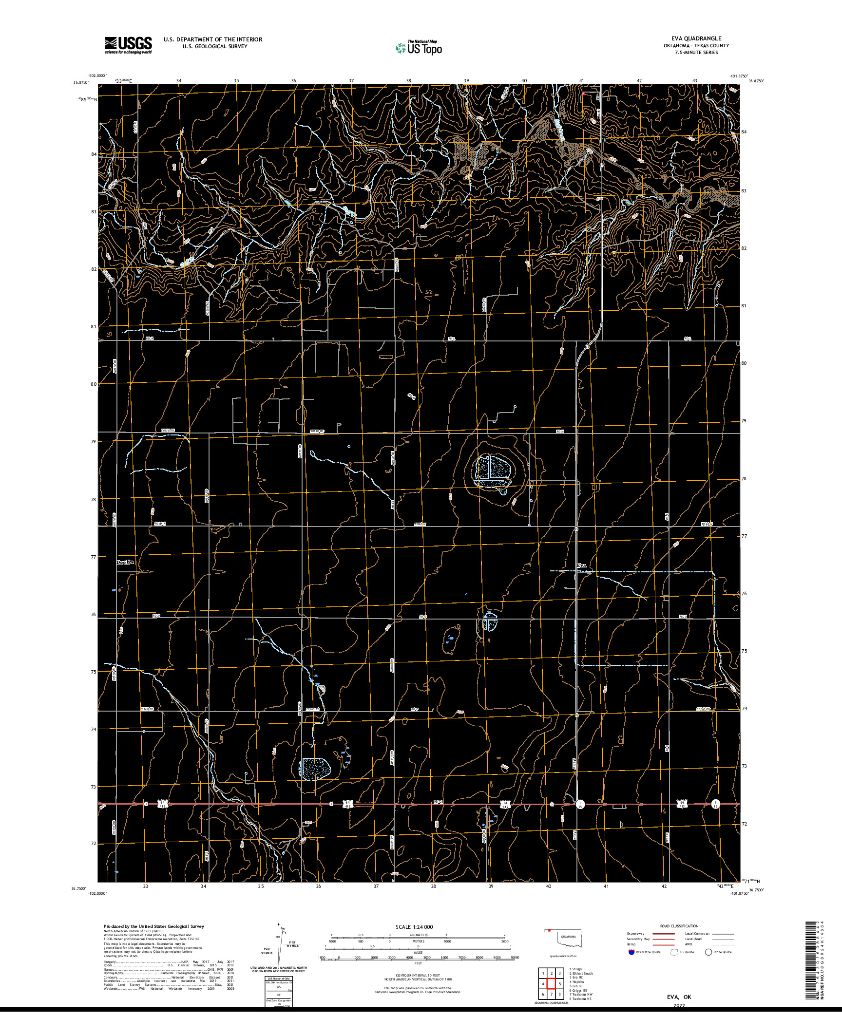 US TOPO 7.5-MINUTE MAP FOR EVA, OK