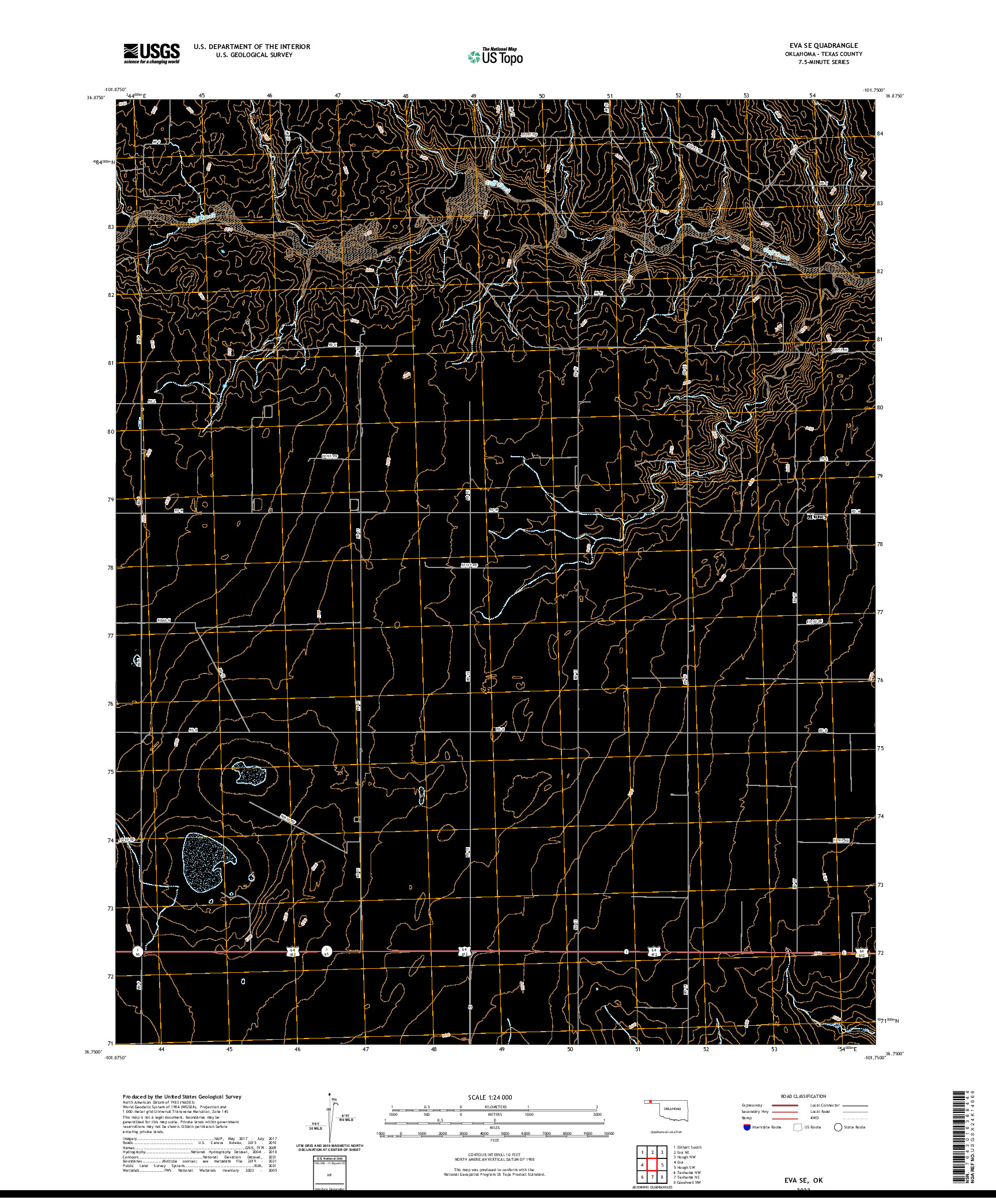 US TOPO 7.5-MINUTE MAP FOR EVA SE, OK