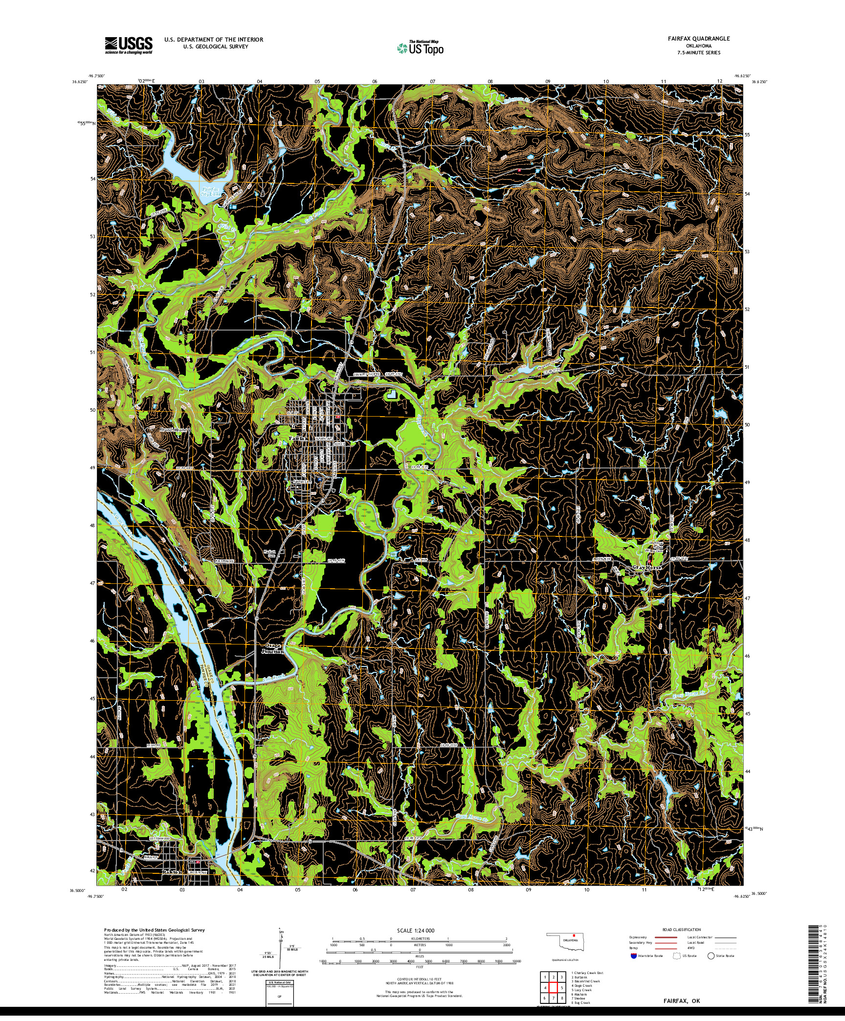 US TOPO 7.5-MINUTE MAP FOR FAIRFAX, OK