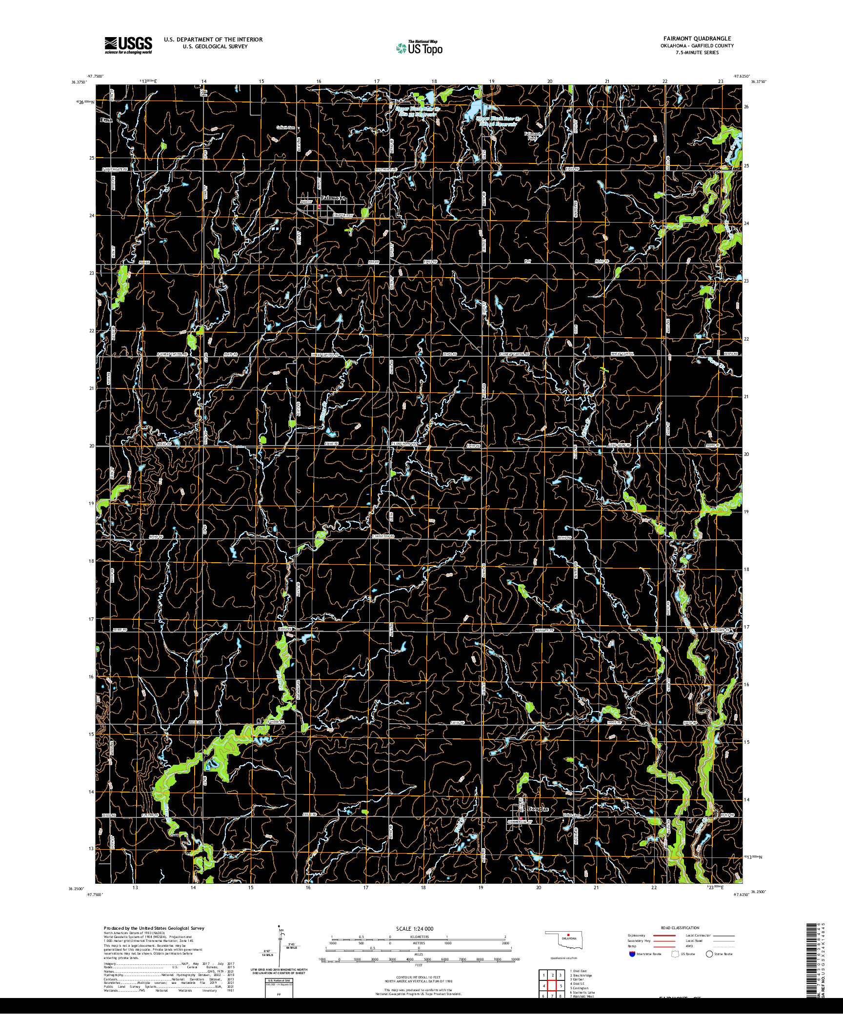 US TOPO 7.5-MINUTE MAP FOR FAIRMONT, OK