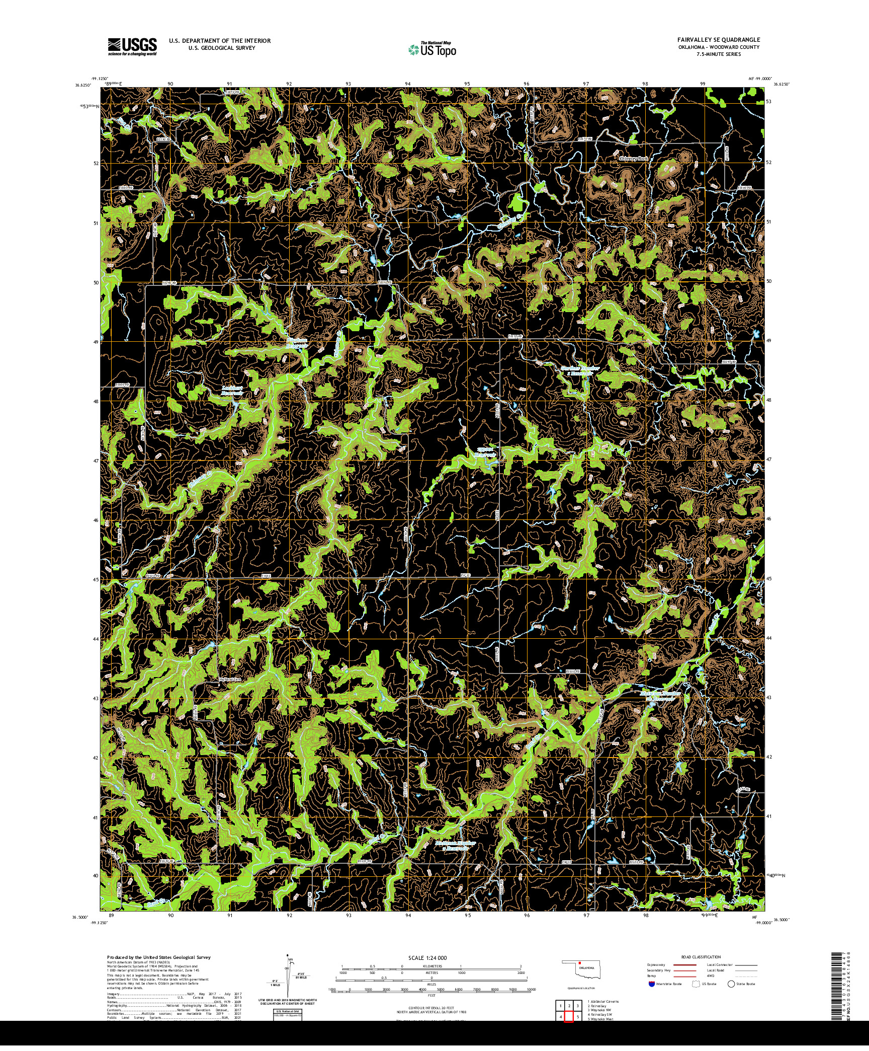 US TOPO 7.5-MINUTE MAP FOR FAIRVALLEY SE, OK