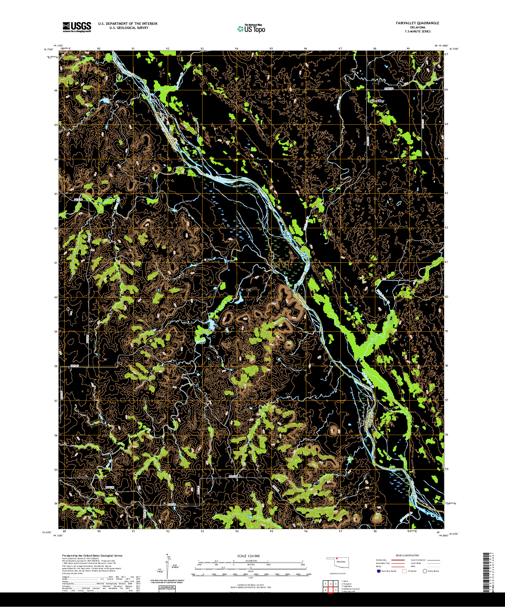 US TOPO 7.5-MINUTE MAP FOR FAIRVALLEY, OK