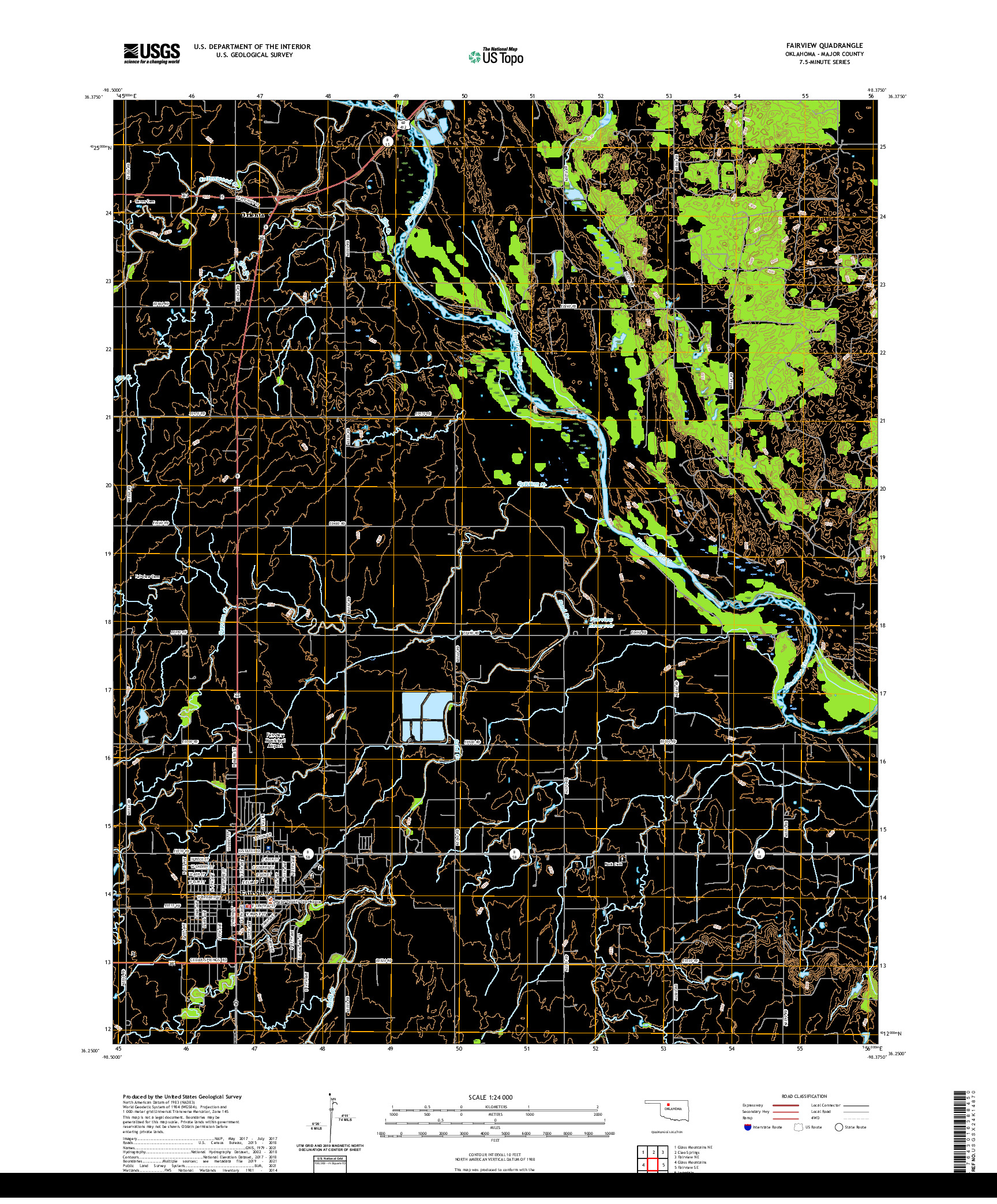 US TOPO 7.5-MINUTE MAP FOR FAIRVIEW, OK