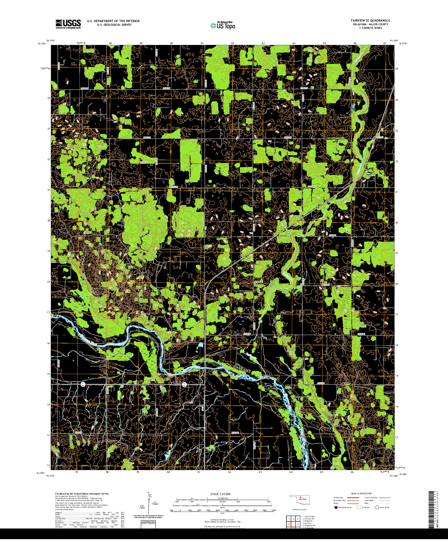 US TOPO 7.5-MINUTE MAP FOR FAIRVIEW SE, OK