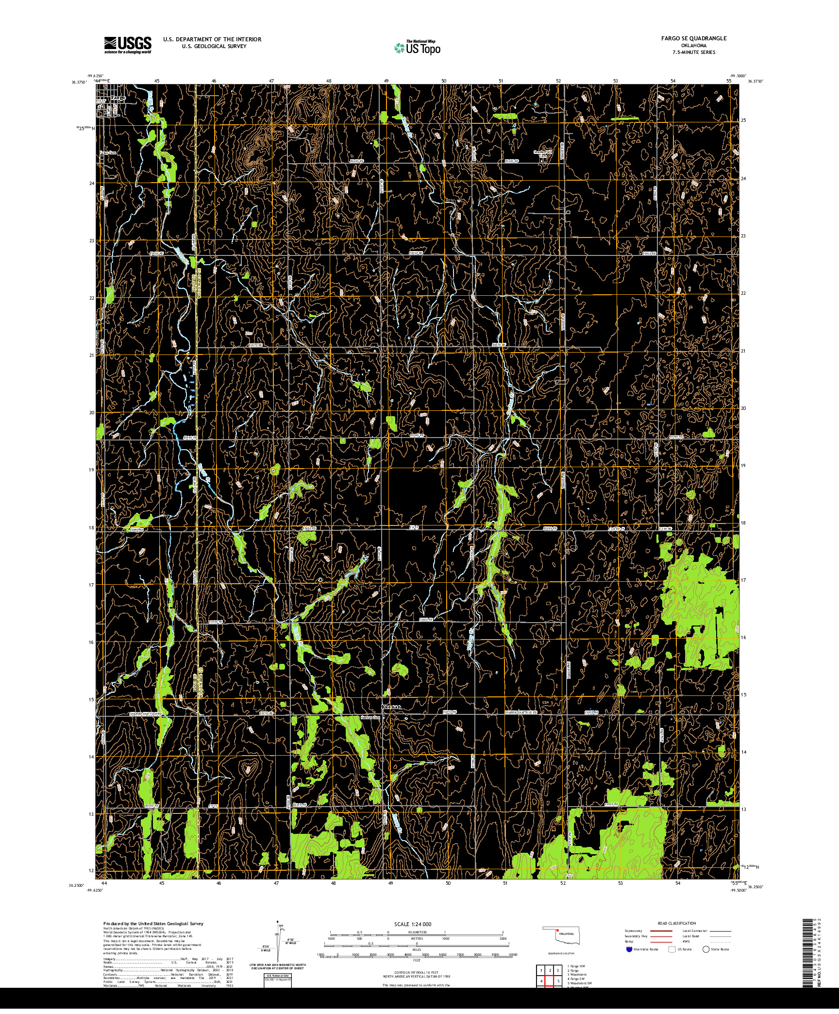 US TOPO 7.5-MINUTE MAP FOR FARGO SE, OK