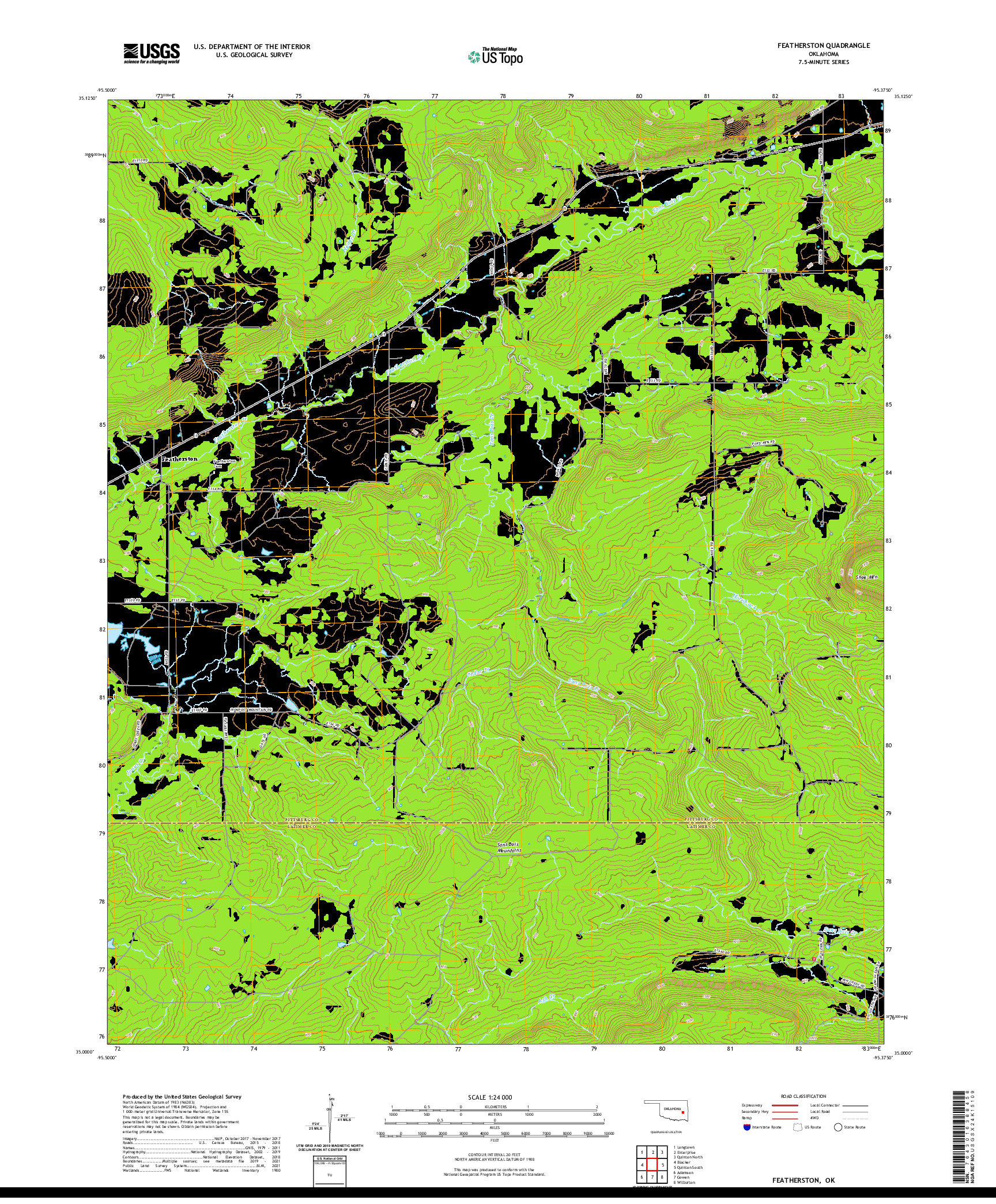 US TOPO 7.5-MINUTE MAP FOR FEATHERSTON, OK