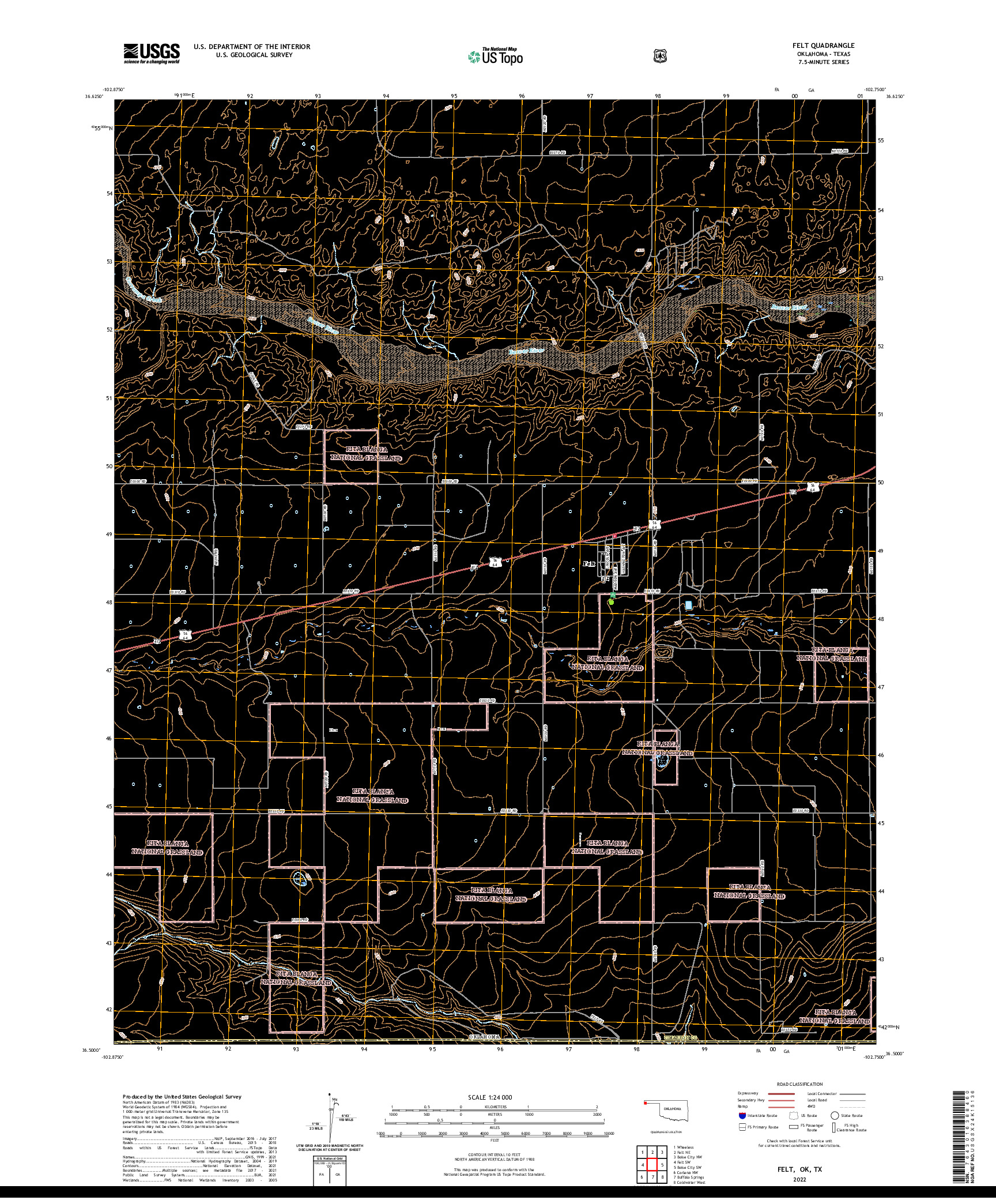 US TOPO 7.5-MINUTE MAP FOR FELT, OK,TX