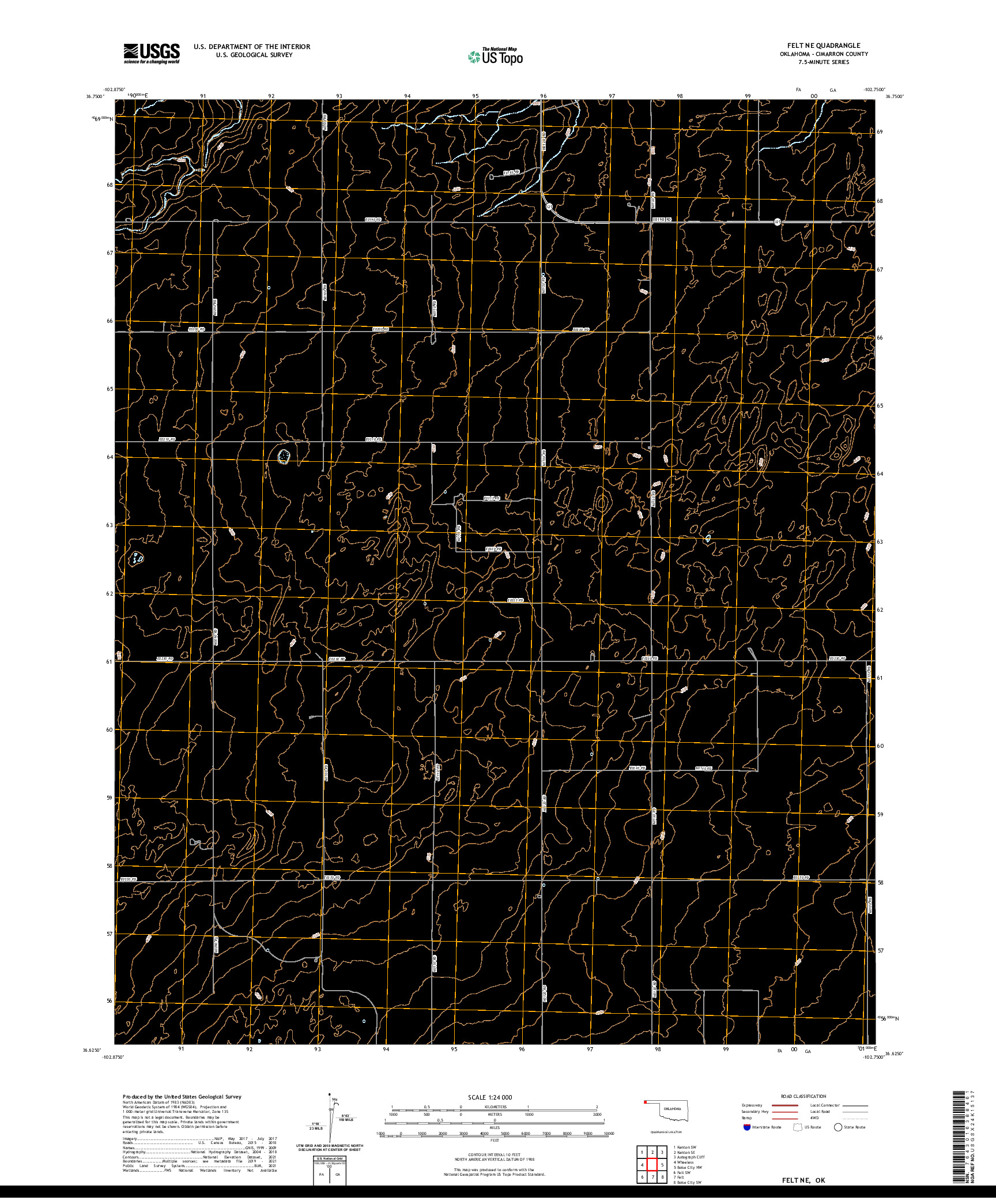 US TOPO 7.5-MINUTE MAP FOR FELT NE, OK